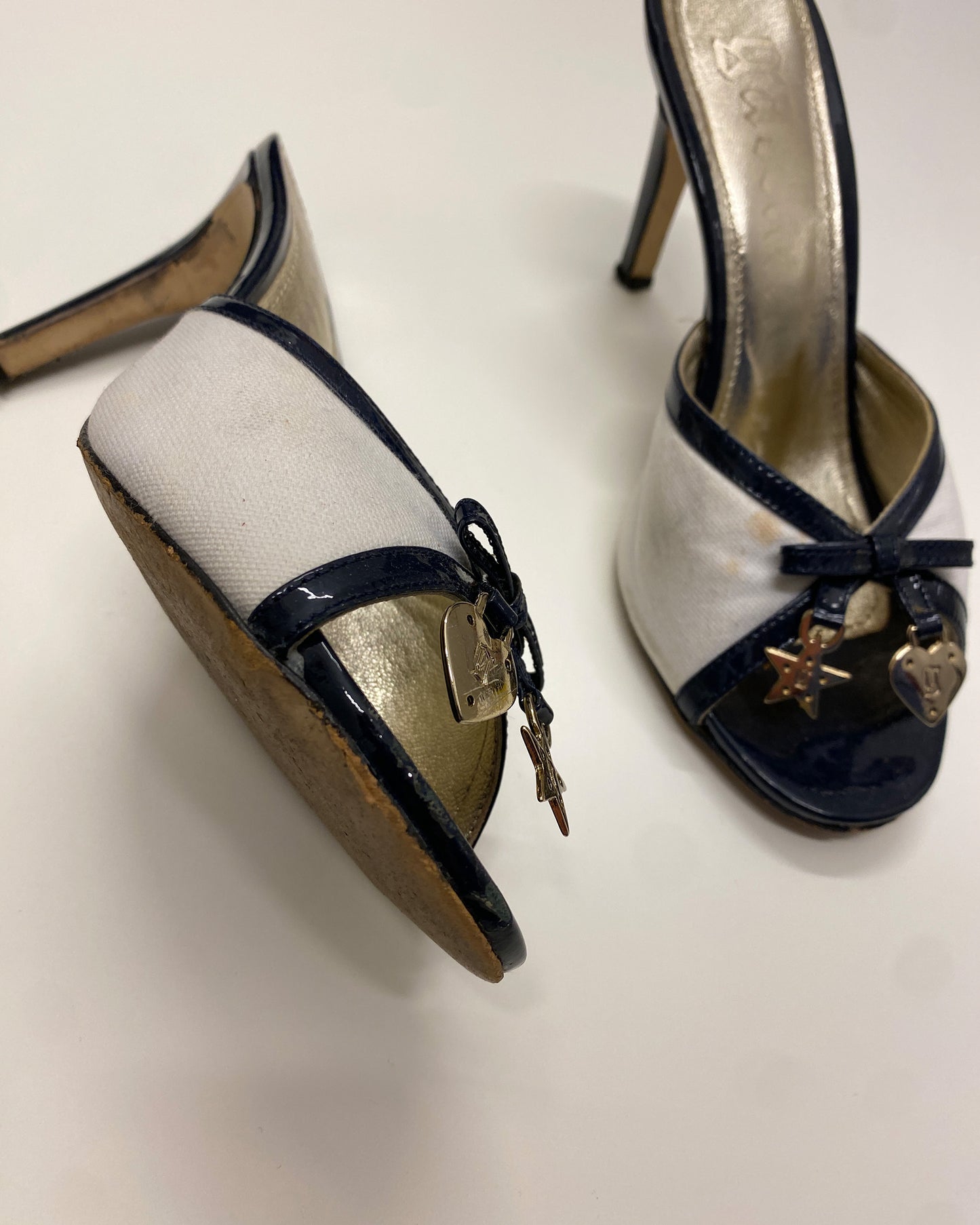 John Galliano 2000s Canvas High Heels White