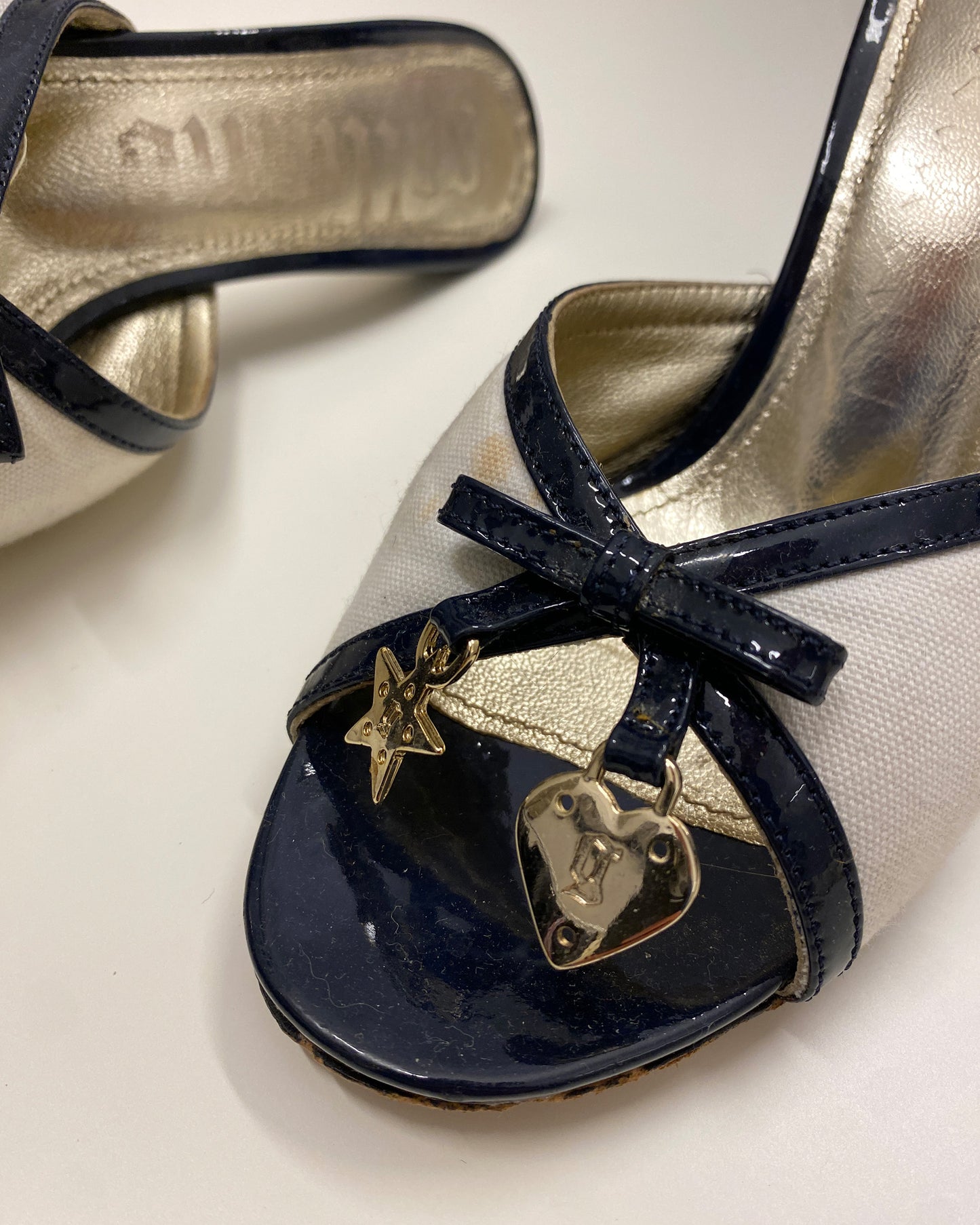 John Galliano 2000s Canvas High Heels White