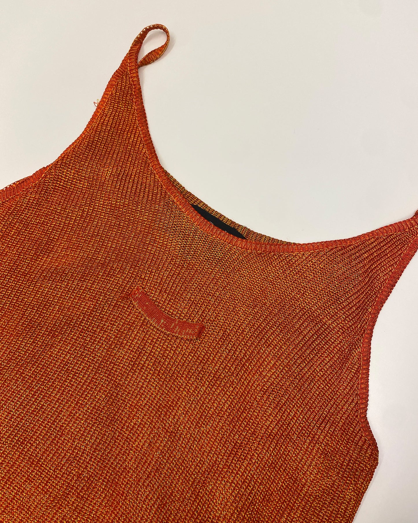 Jean Paul Gaultier Pour Equator SS1984 Spaghetti Straps Fringe Knit Top Orange