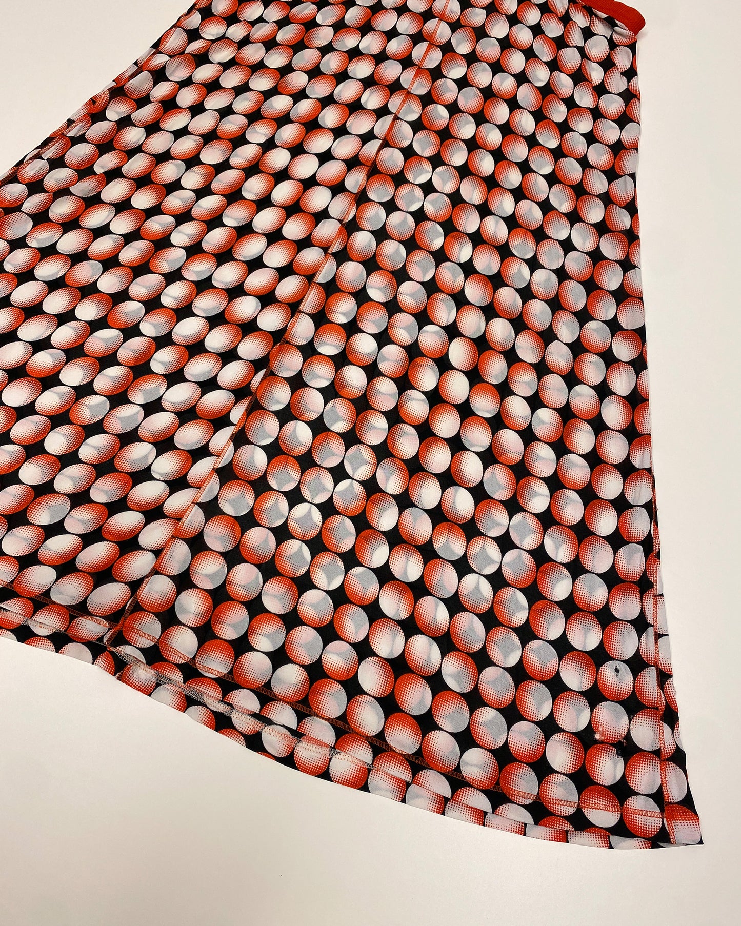 Jean Paul Gaultier Maille Femme AW1995 Cyberdot Silk Tank Dress Neon Orange Black