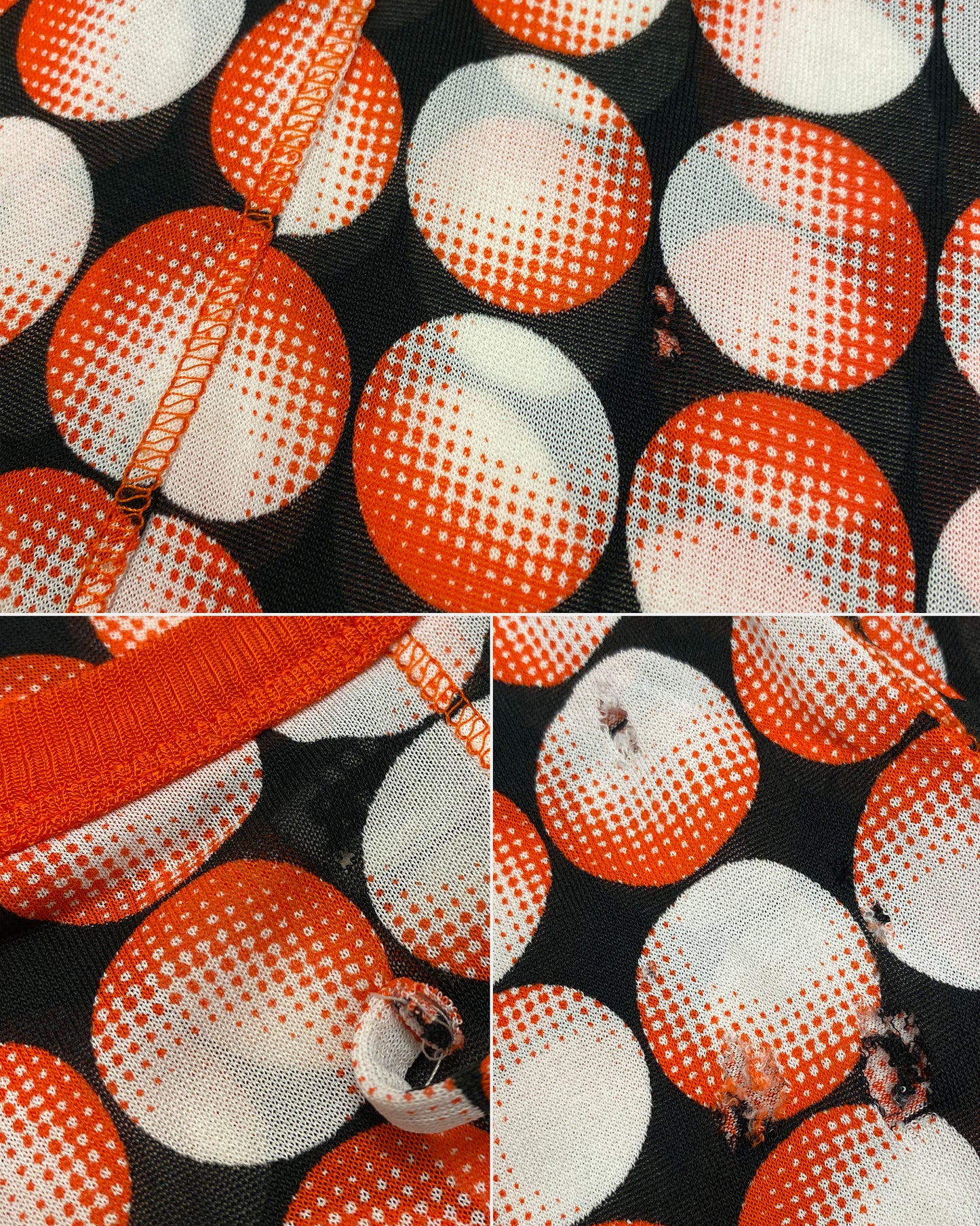 Jean Paul Gaultier Maille Femme AW1995 Cyberdot Silk Tank Dress Neon Orange Black