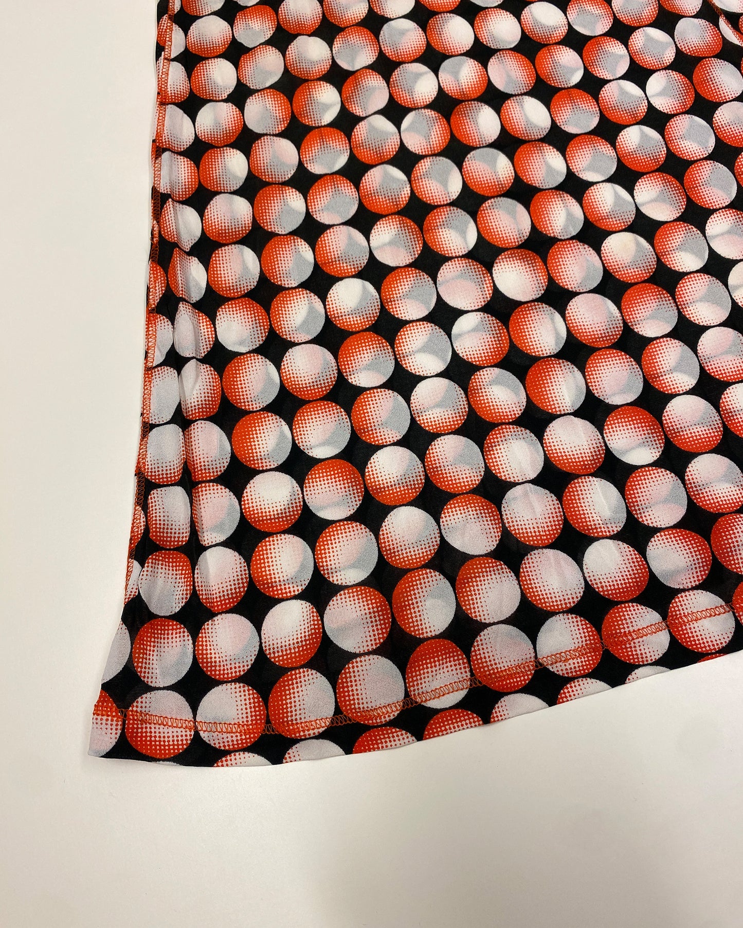 Jean Paul Gaultier Maille Femme AW1995 Cyberdot Silk Tank Dress Neon Orange Black