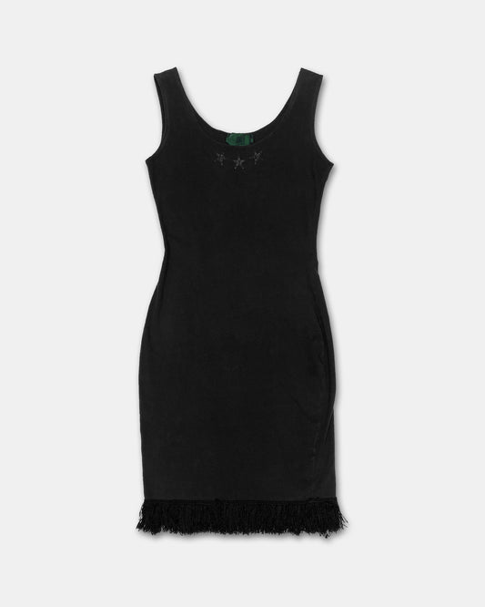 Junior Gaultier 1980s Star Print Fringe Tank Dress Black