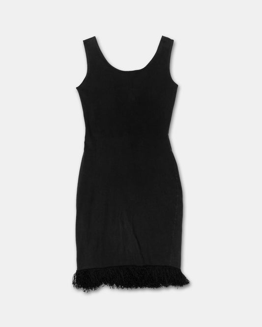 Junior Gaultier 1980s Star Print Fringe Tank Dress Black