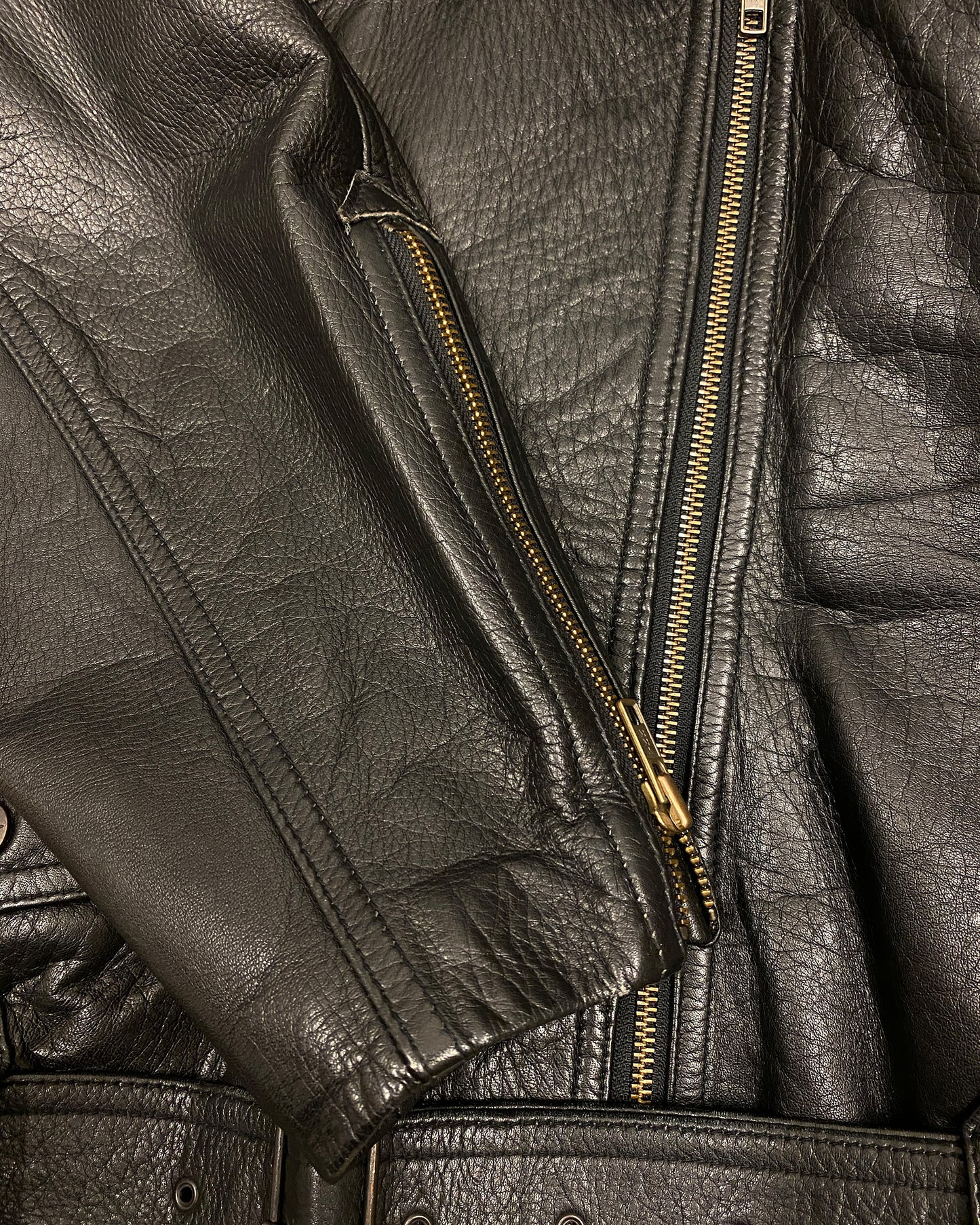 Junior Gaultier 1980s High Neck Tailored Biker Leather Jacket Black