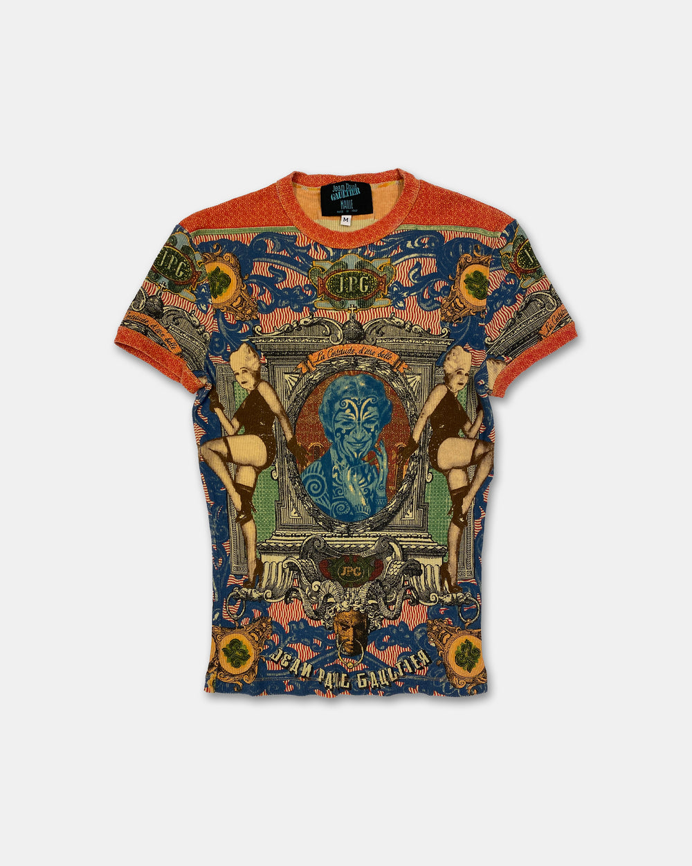 Jean Paul Gaultier Maille SS1994 Portrait Tattoo Top T-Shirt Multicolor