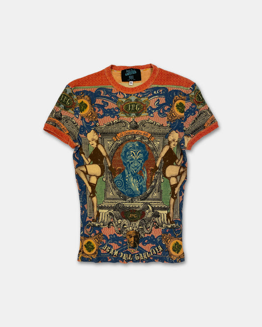 Jean Paul Gaultier Maille SS1994 Portrait Tattoo Top T-Shirt Multicolor