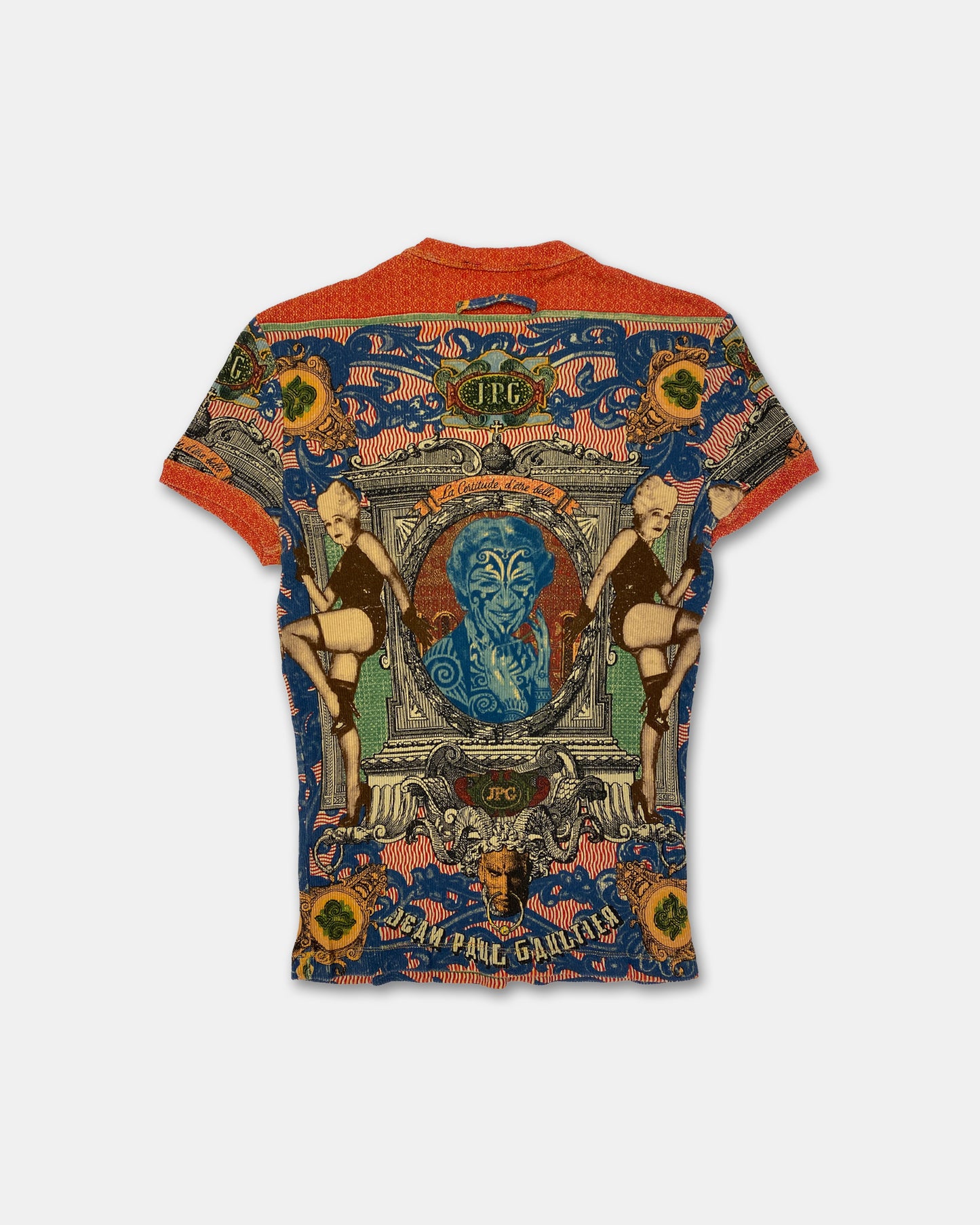 Jean Paul Gaultier Maille SS1994 Portrait Tattoo Top T-Shirt Multicolor