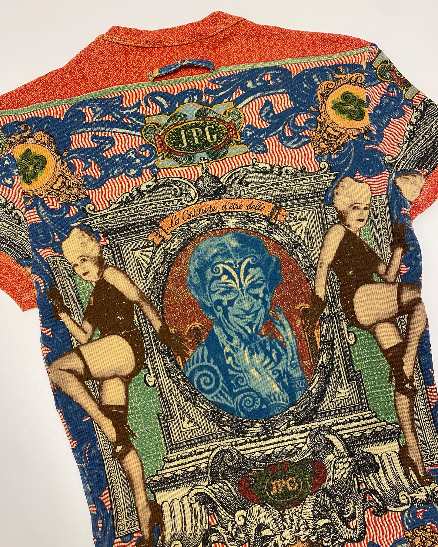 Jean Paul Gaultier Maille SS1994 Portrait Tattoo Top T-Shirt Multicolor