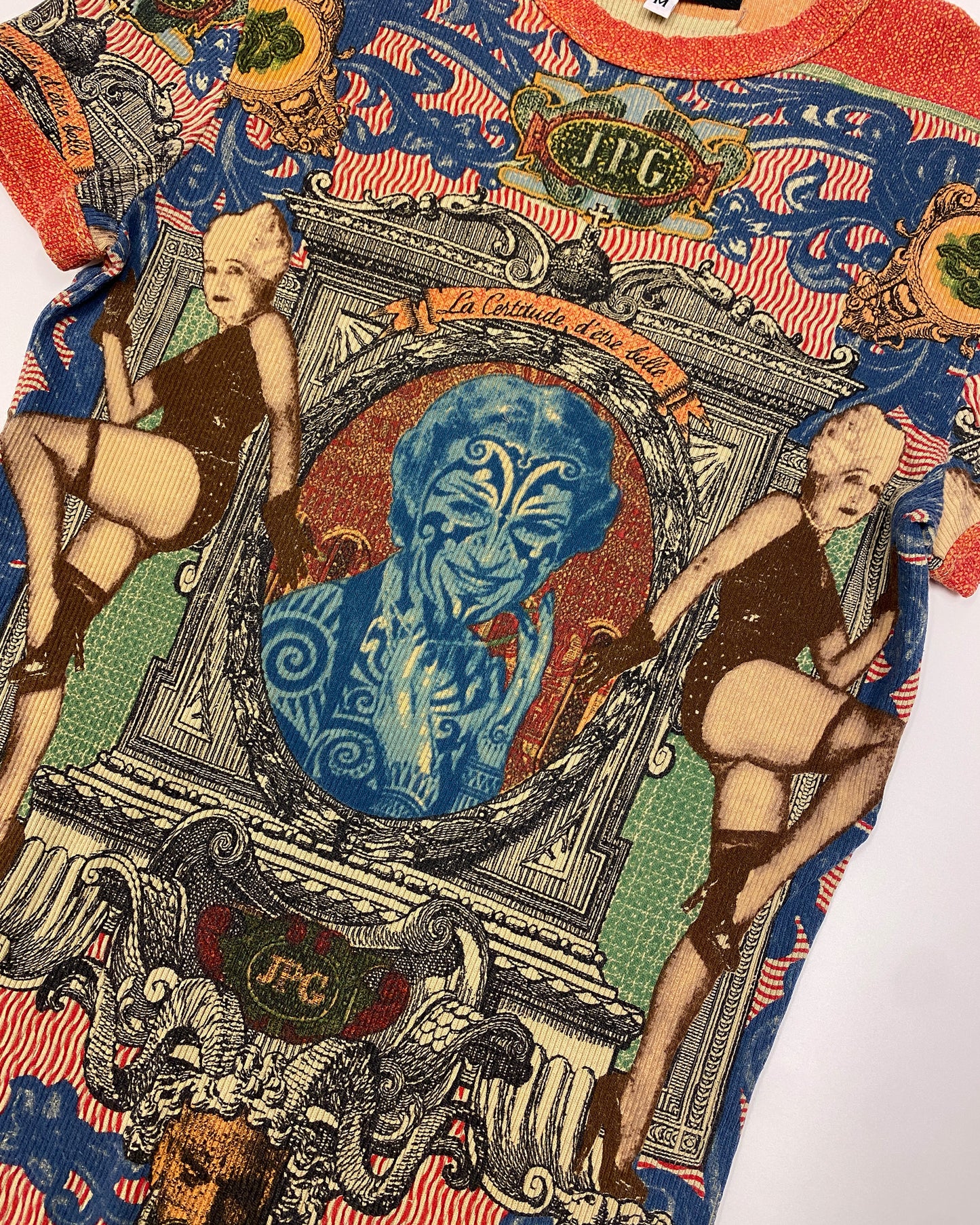 Jean Paul Gaultier Maille SS1994 Portrait Tattoo Top T-Shirt Multicolor
