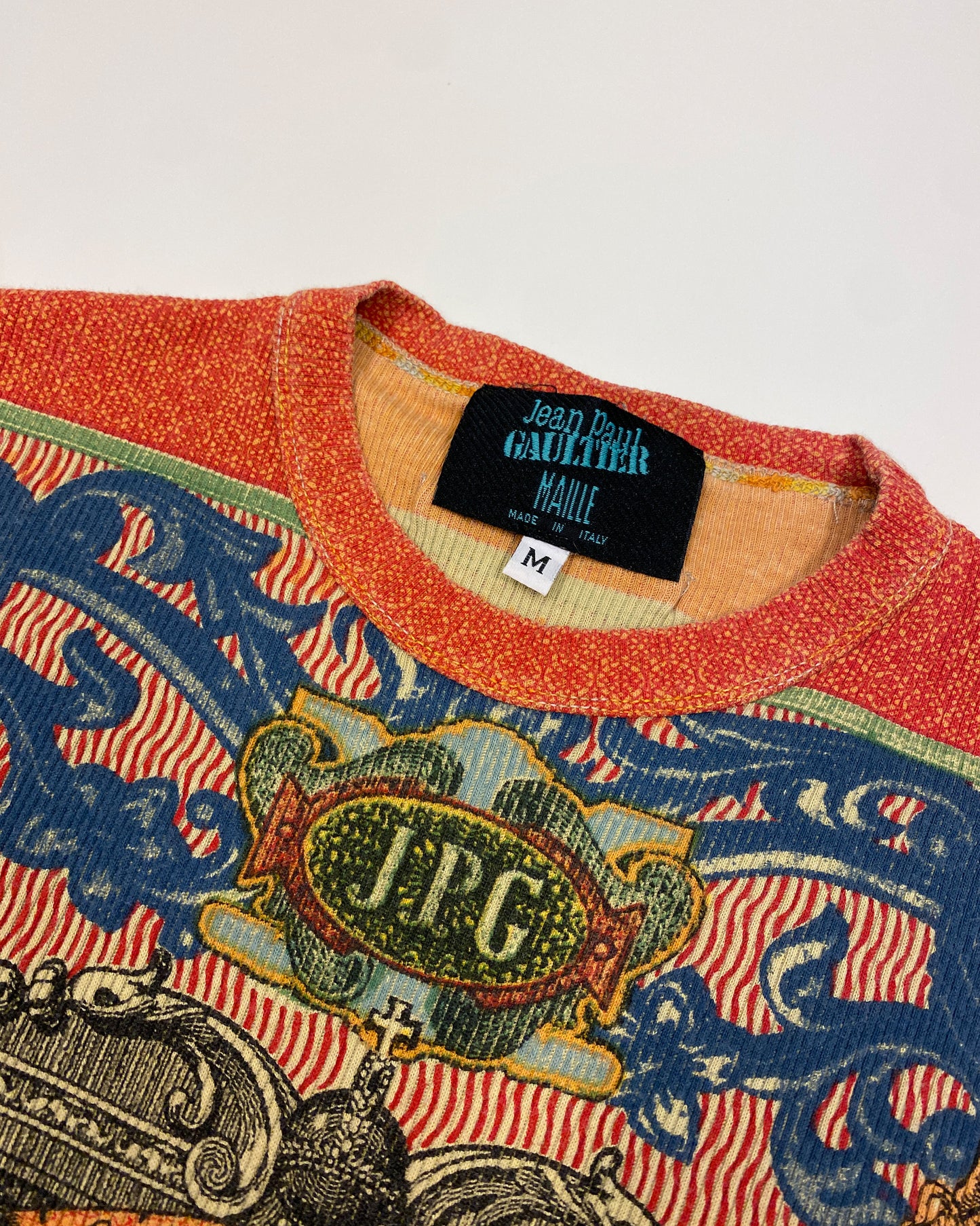Jean Paul Gaultier Maille SS1994 Portrait Tattoo Top T-Shirt Multicolor