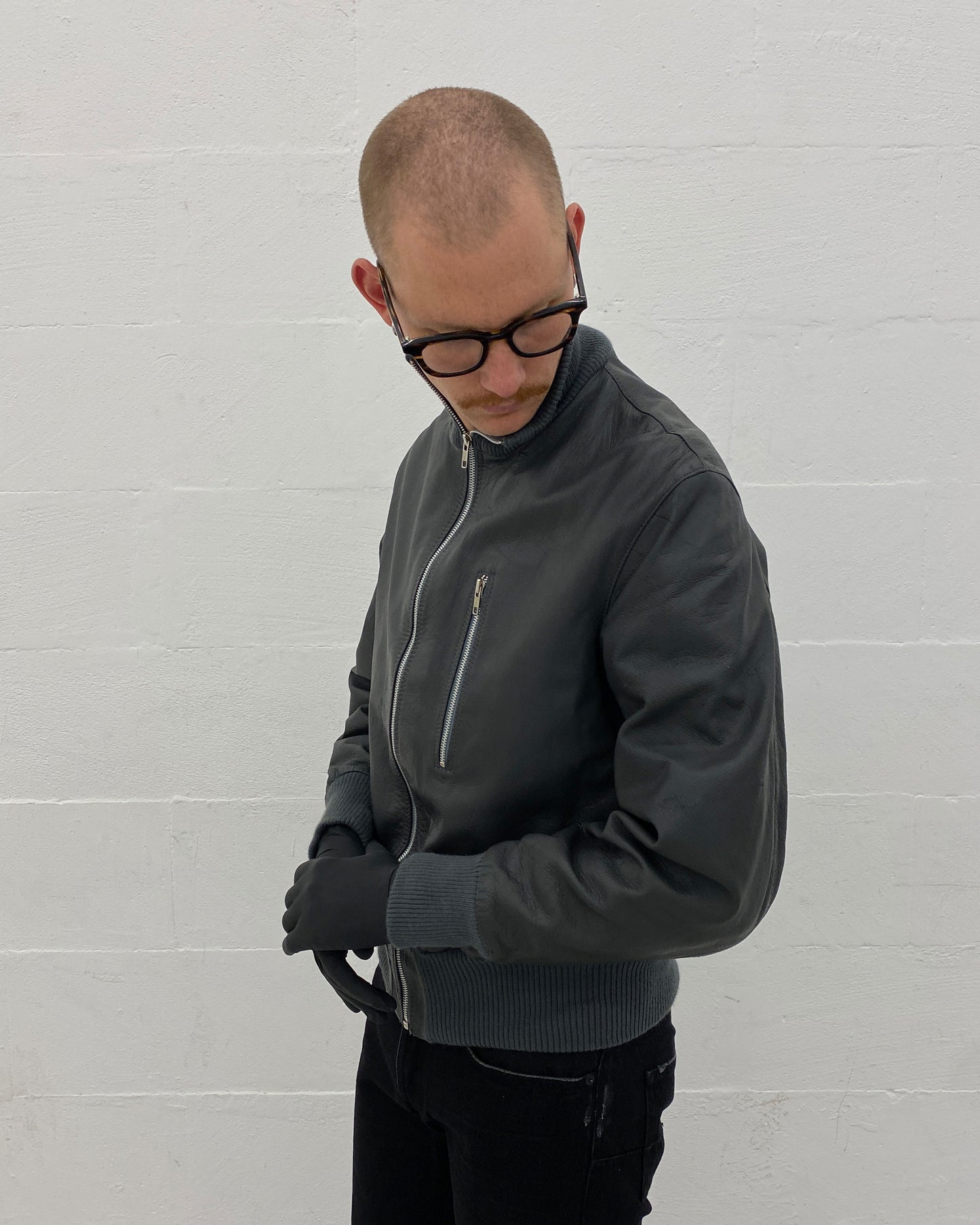 Vintage 1990s German Leather Flightjacket Grey