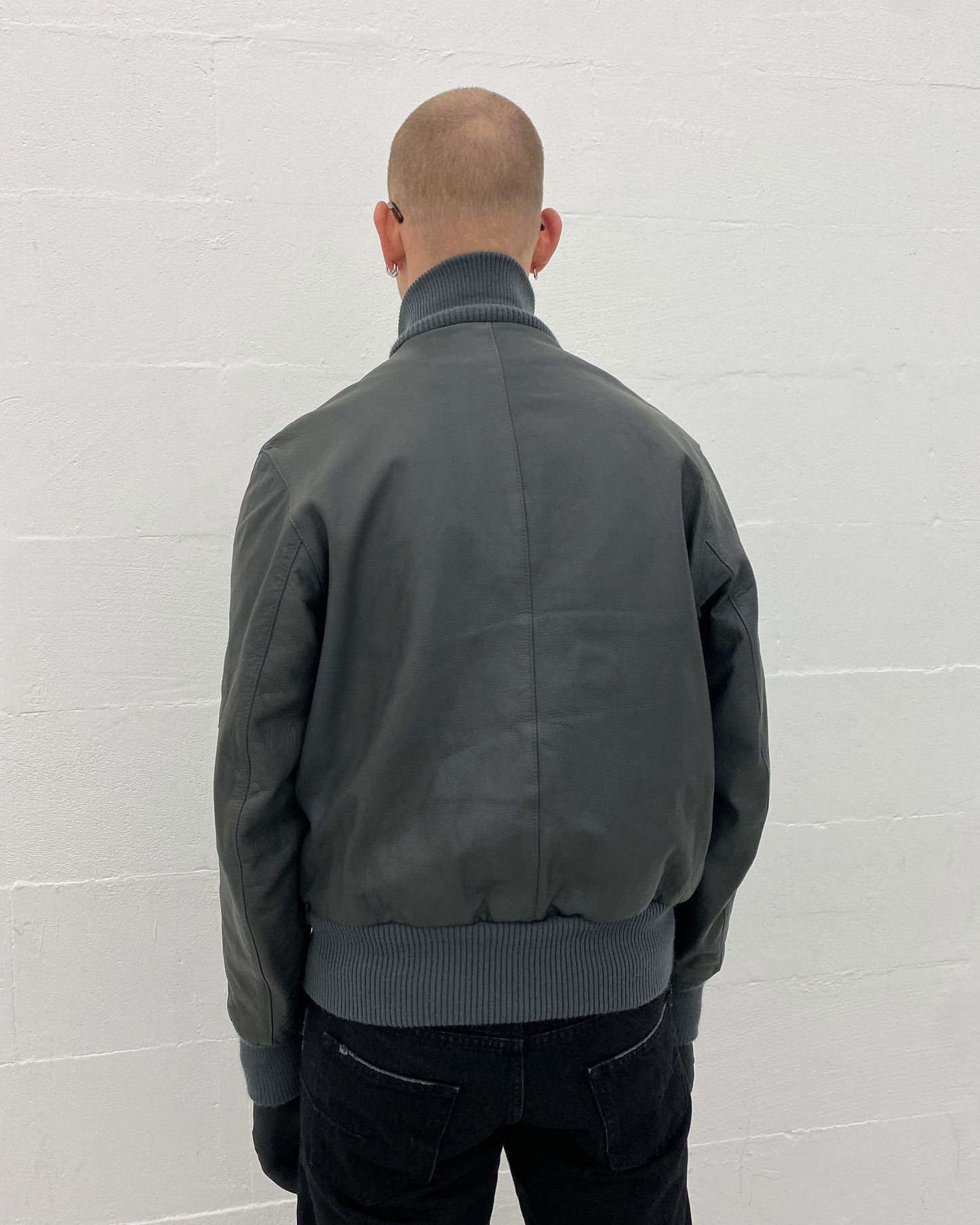 Vintage 1990s German Leather Flightjacket Grey