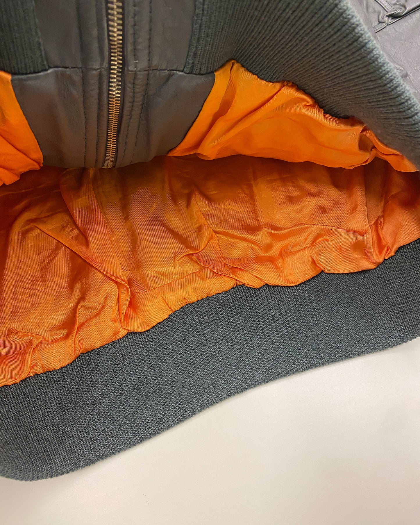 Vintage 1980s Leather Flight Jacket Grey