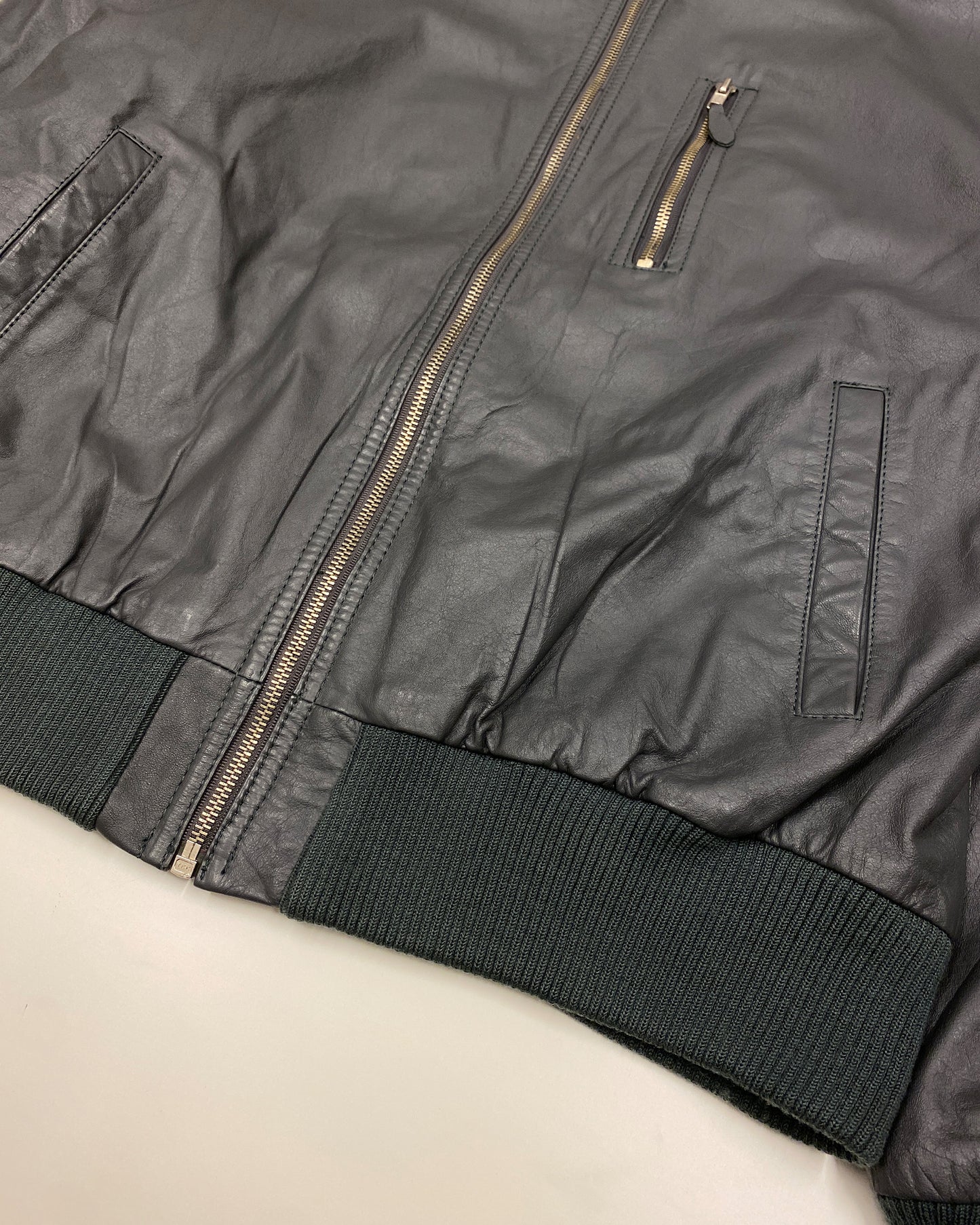 Vintage 1980s Leather Flight Jacket Grey