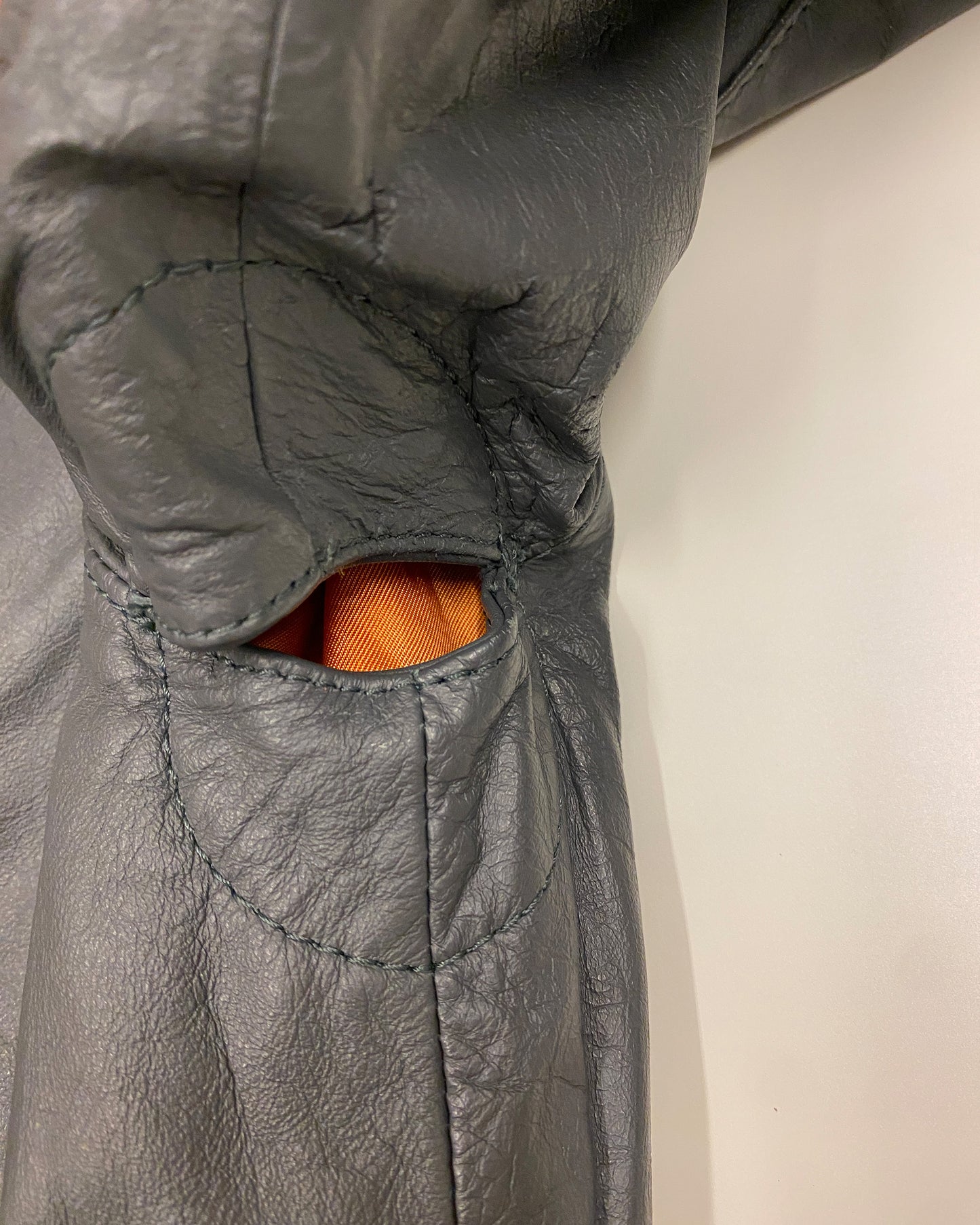 Vintage 1980s Leather Flight Jacket Grey