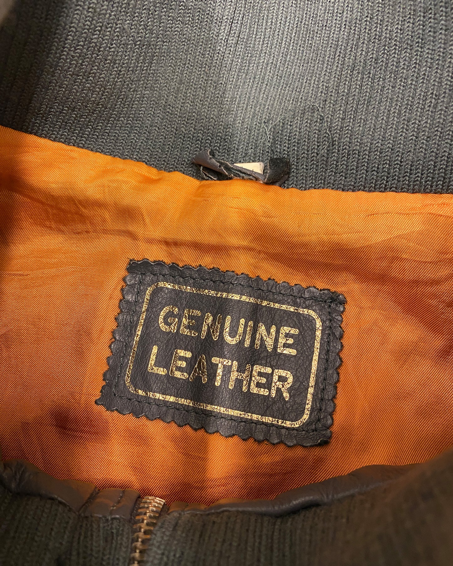 Vintage 1980s Leather Flight Jacket Grey