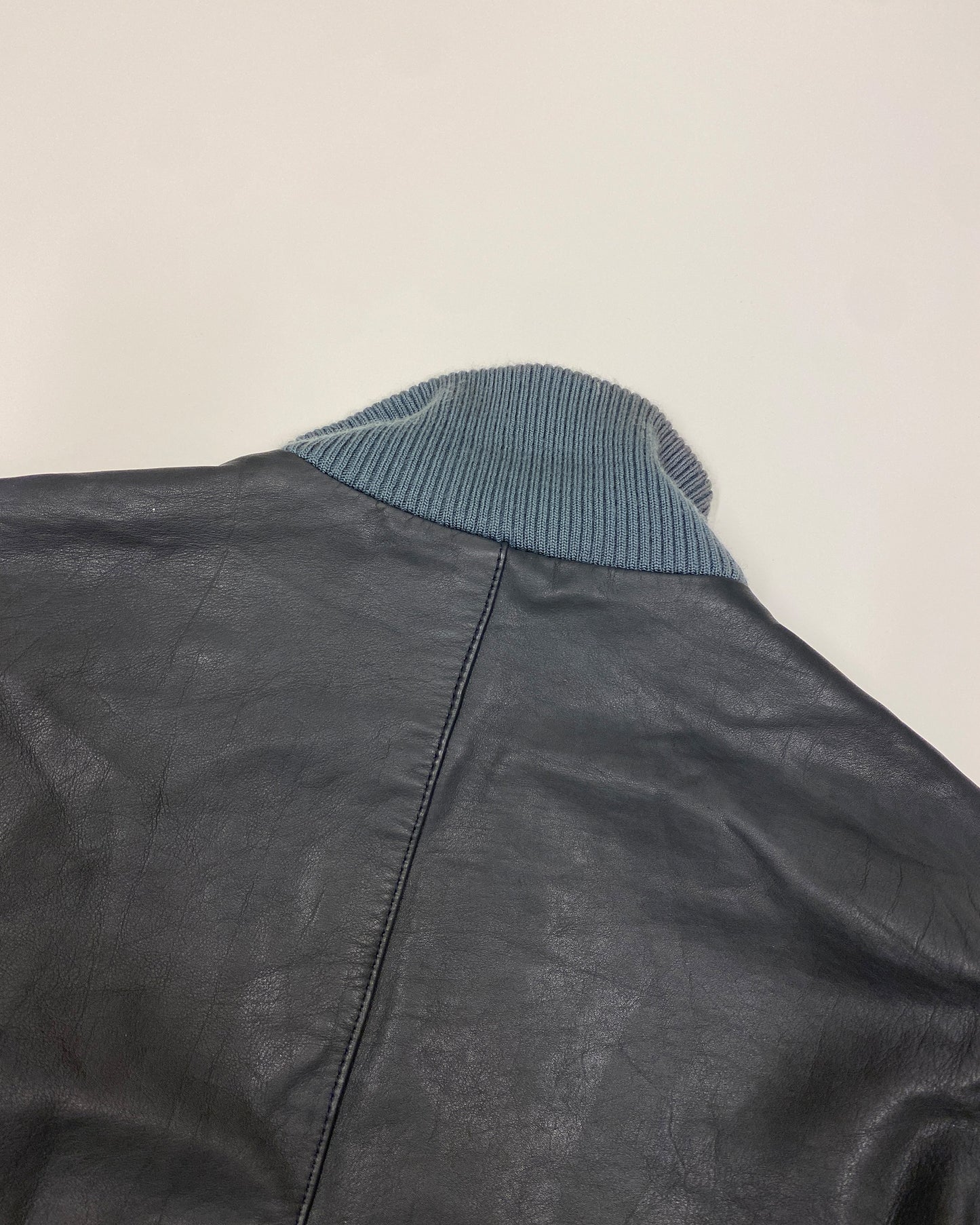 Vintage 2000s Leather Flight Jacket Grey