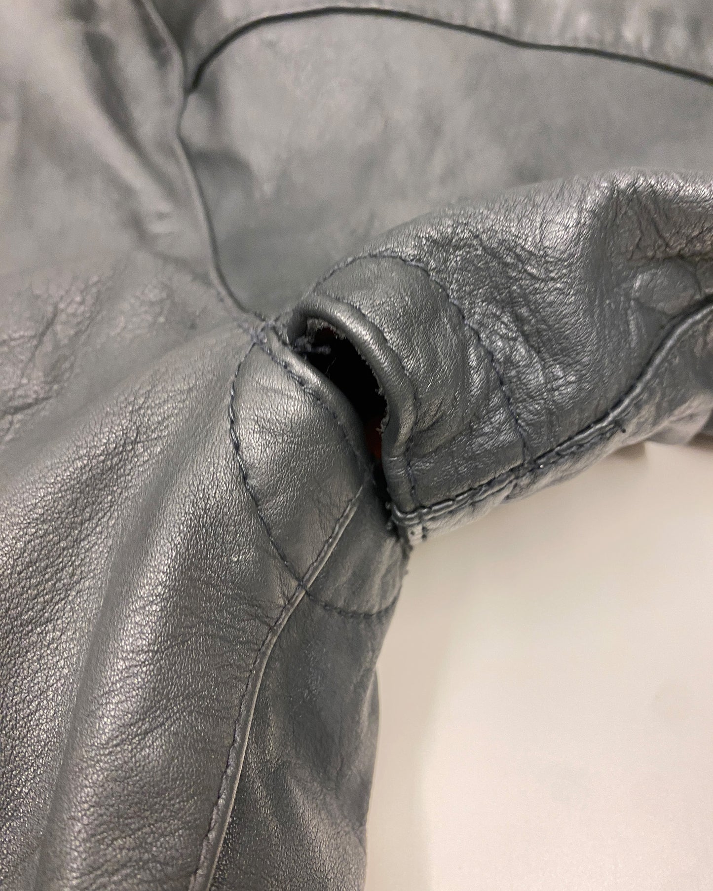 Vintage 2000s Leather Flight Jacket Grey