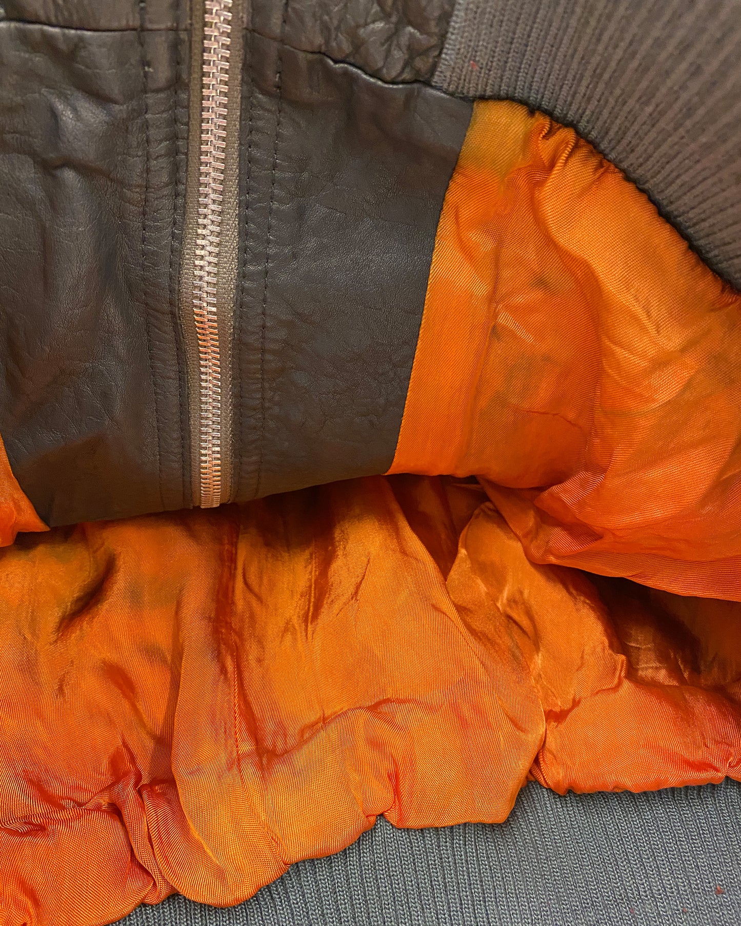 Vintage 2000s Leather Flight Jacket Grey