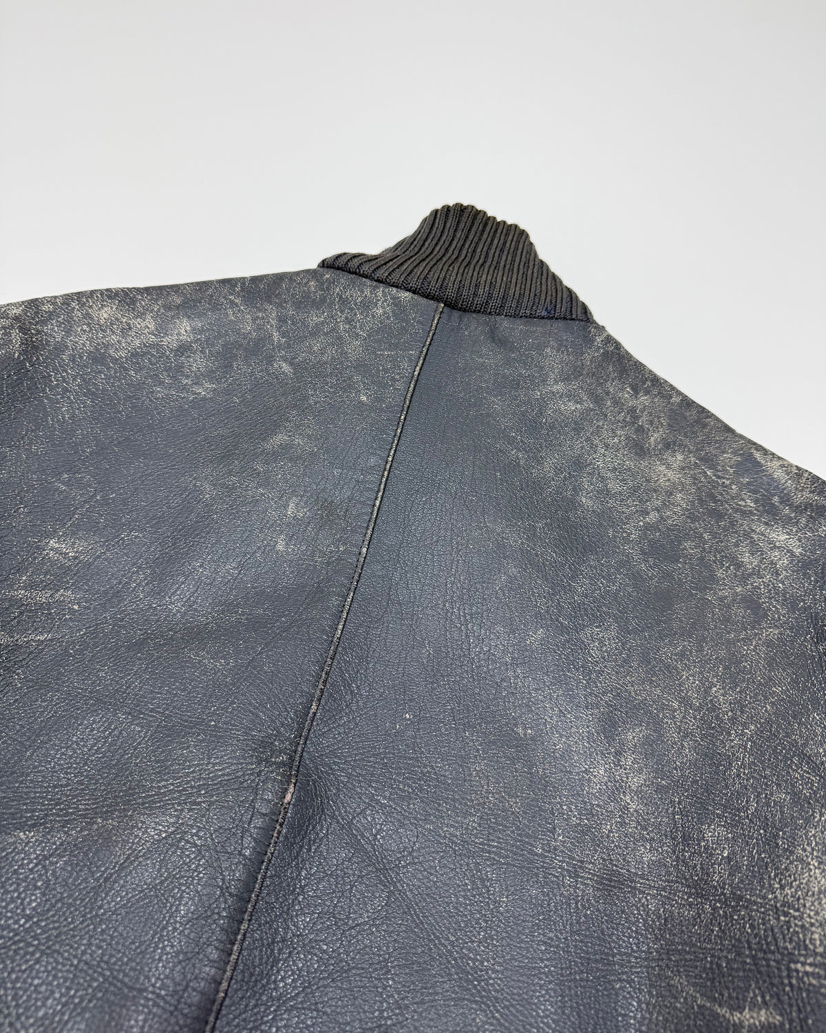 Vintage 1980s Patch German Leather Flight Jacket Grey