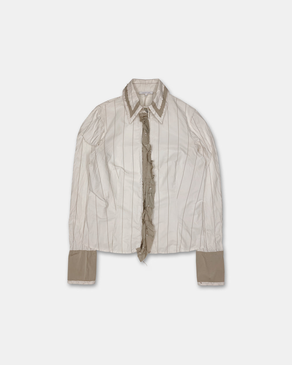 Germano Zama 2000s Striped Crinkle Jacket White Beige