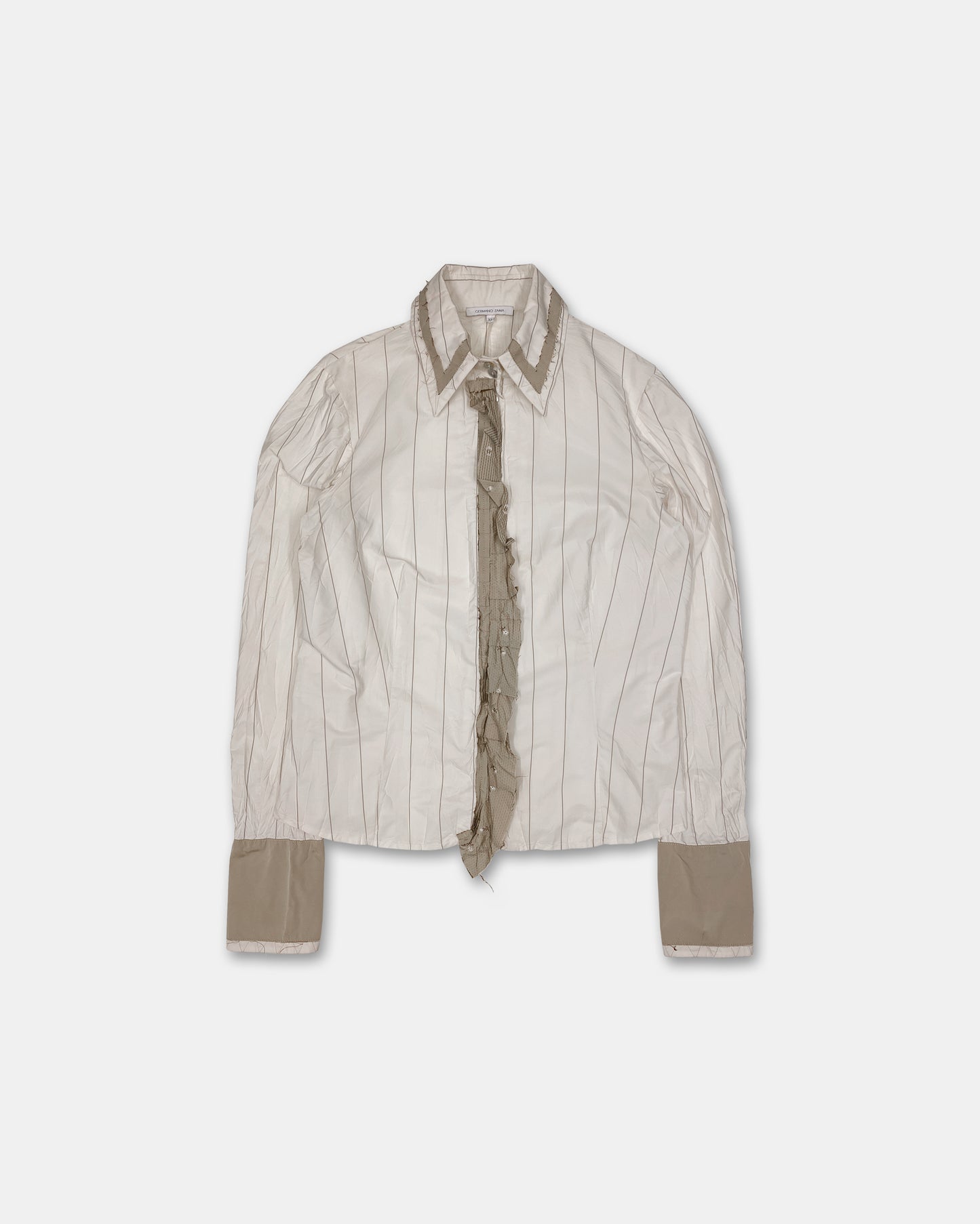 Germano Zama 2000s Striped Crinkle Jacket White Beige