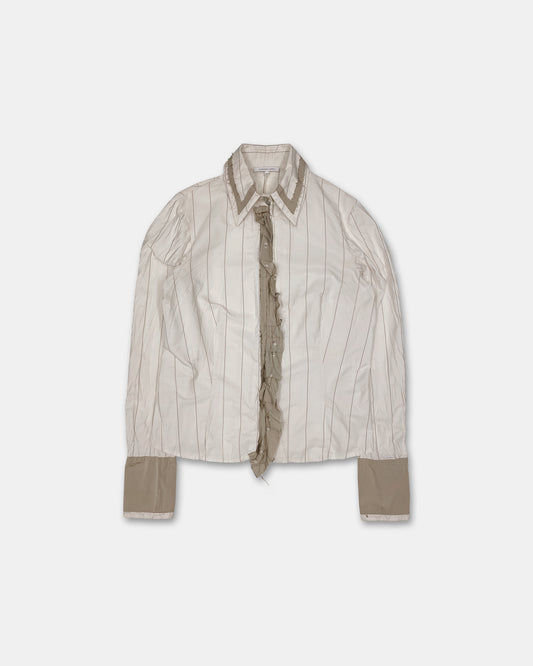 Germano Zama 2000s Striped Crinkle Jacket White Beige