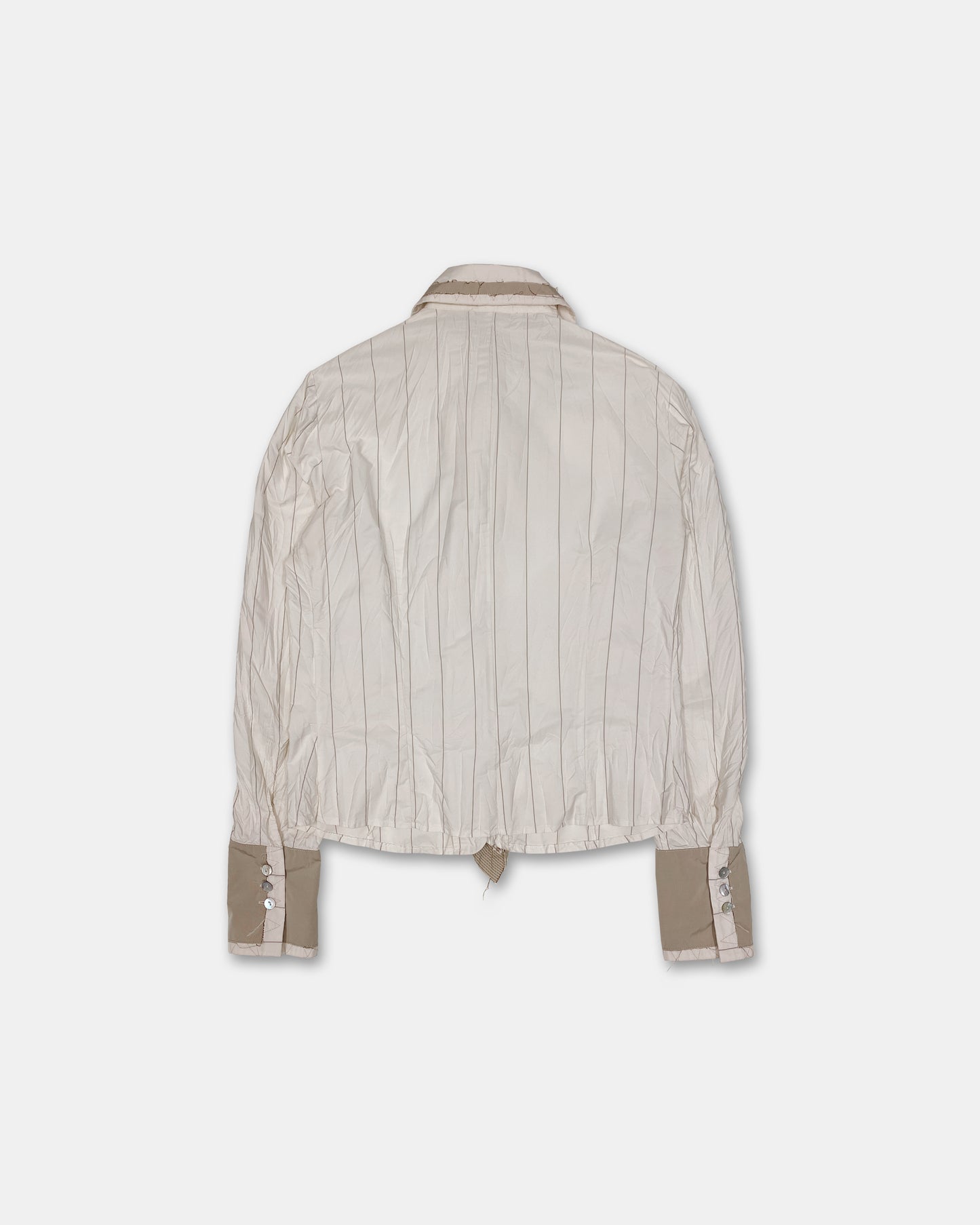 Germano Zama 2000s Striped Crinkle Jacket White Beige