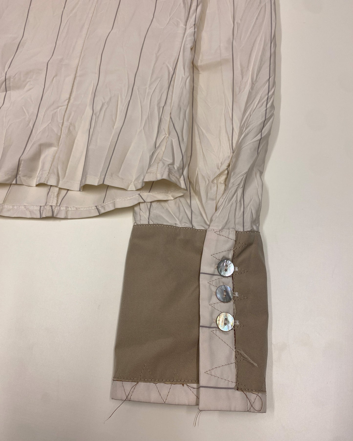 Germano Zama 2000s Striped Crinkle Jacket White Beige