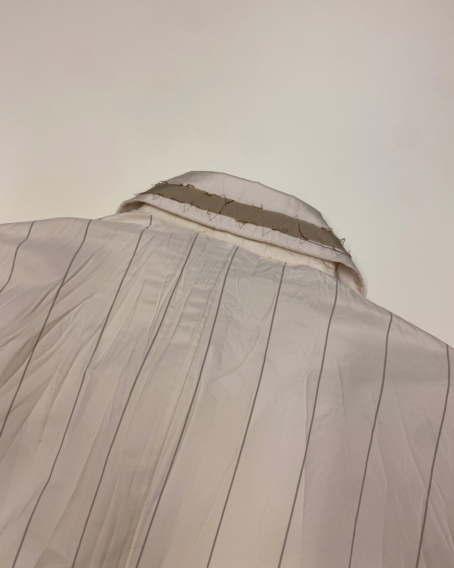 Germano Zama 2000s Striped Crinkle Jacket White Beige