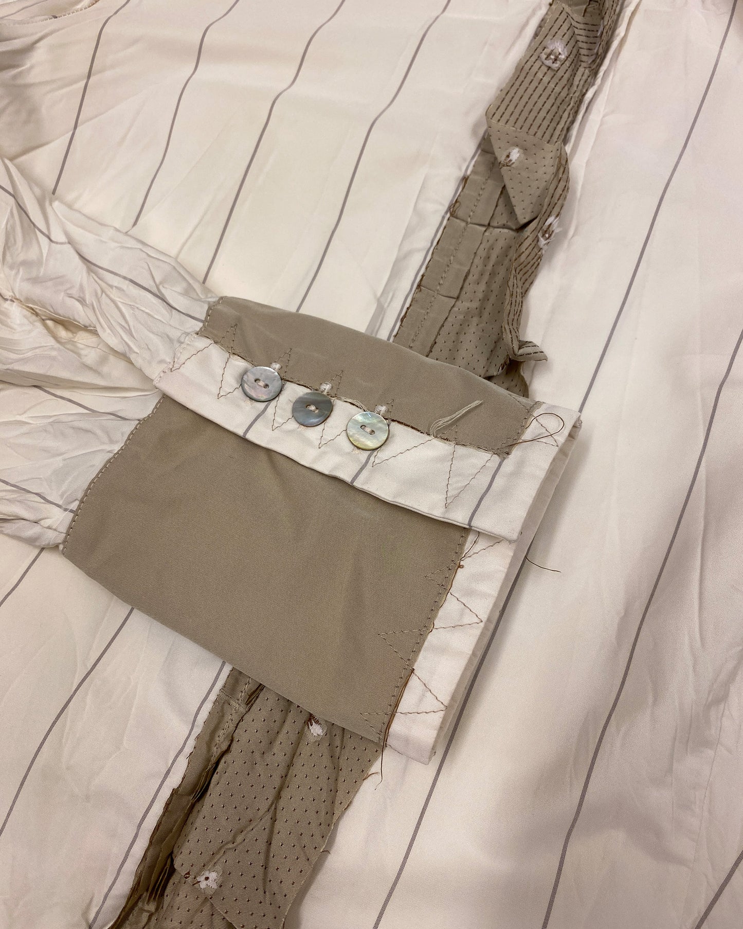 Germano Zama 2000s Striped Crinkle Jacket White Beige