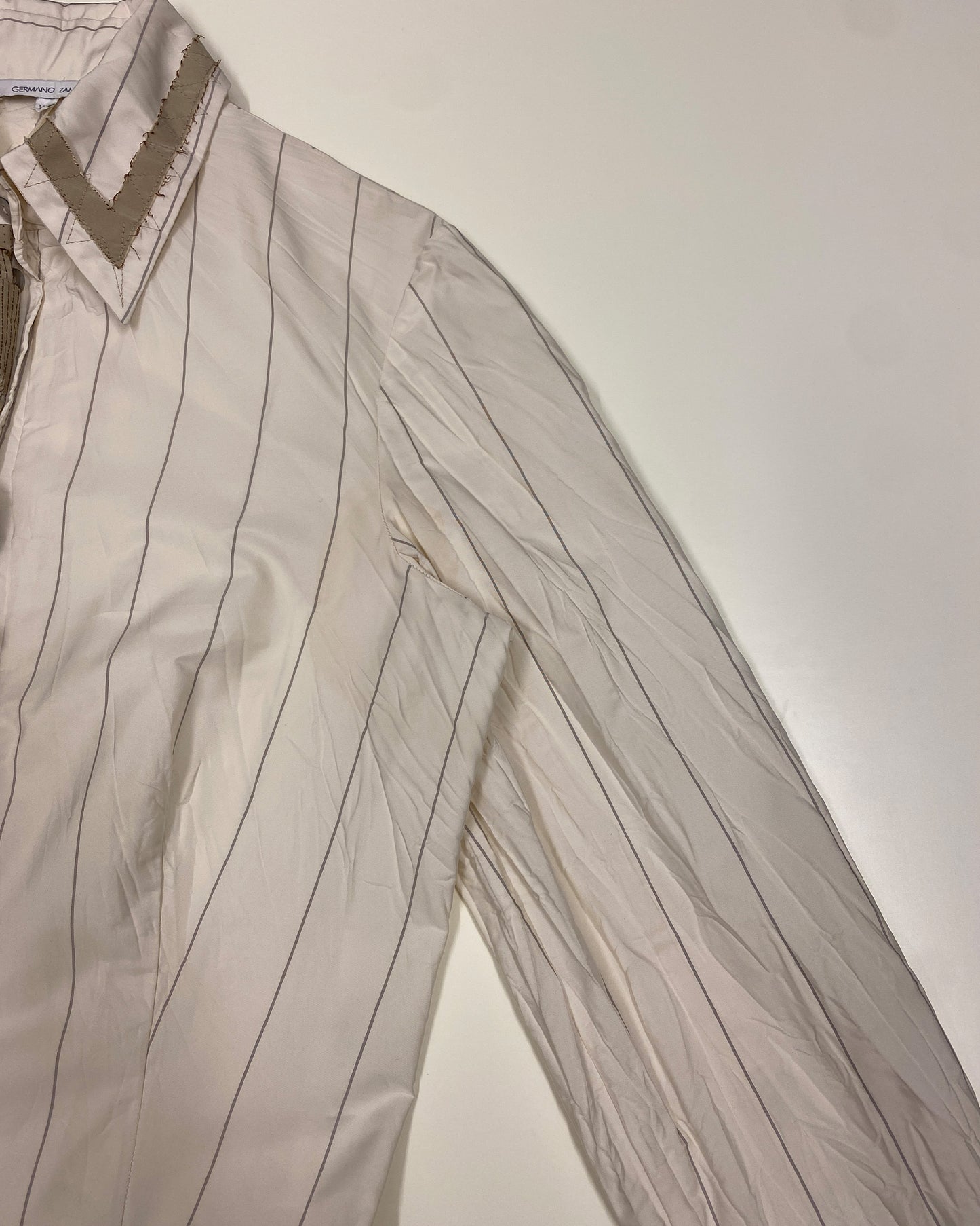 Germano Zama 2000s Striped Crinkle Jacket White Beige