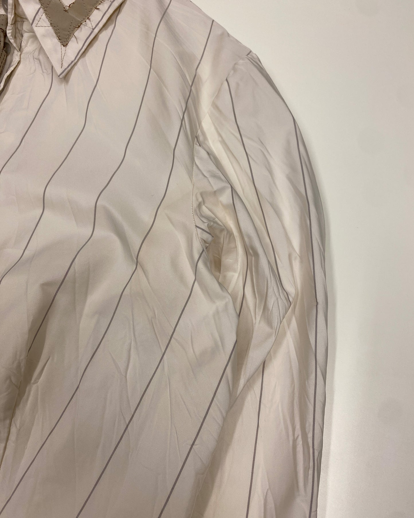 Germano Zama 2000s Striped Crinkle Jacket White Beige