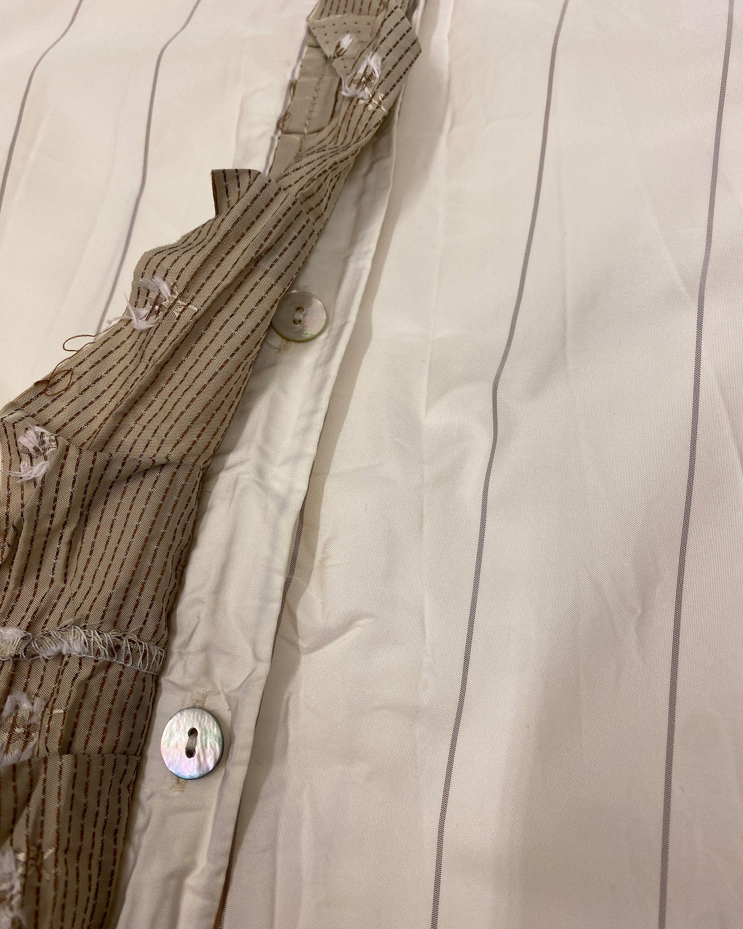 Germano Zama 2000s Striped Crinkle Jacket White Beige