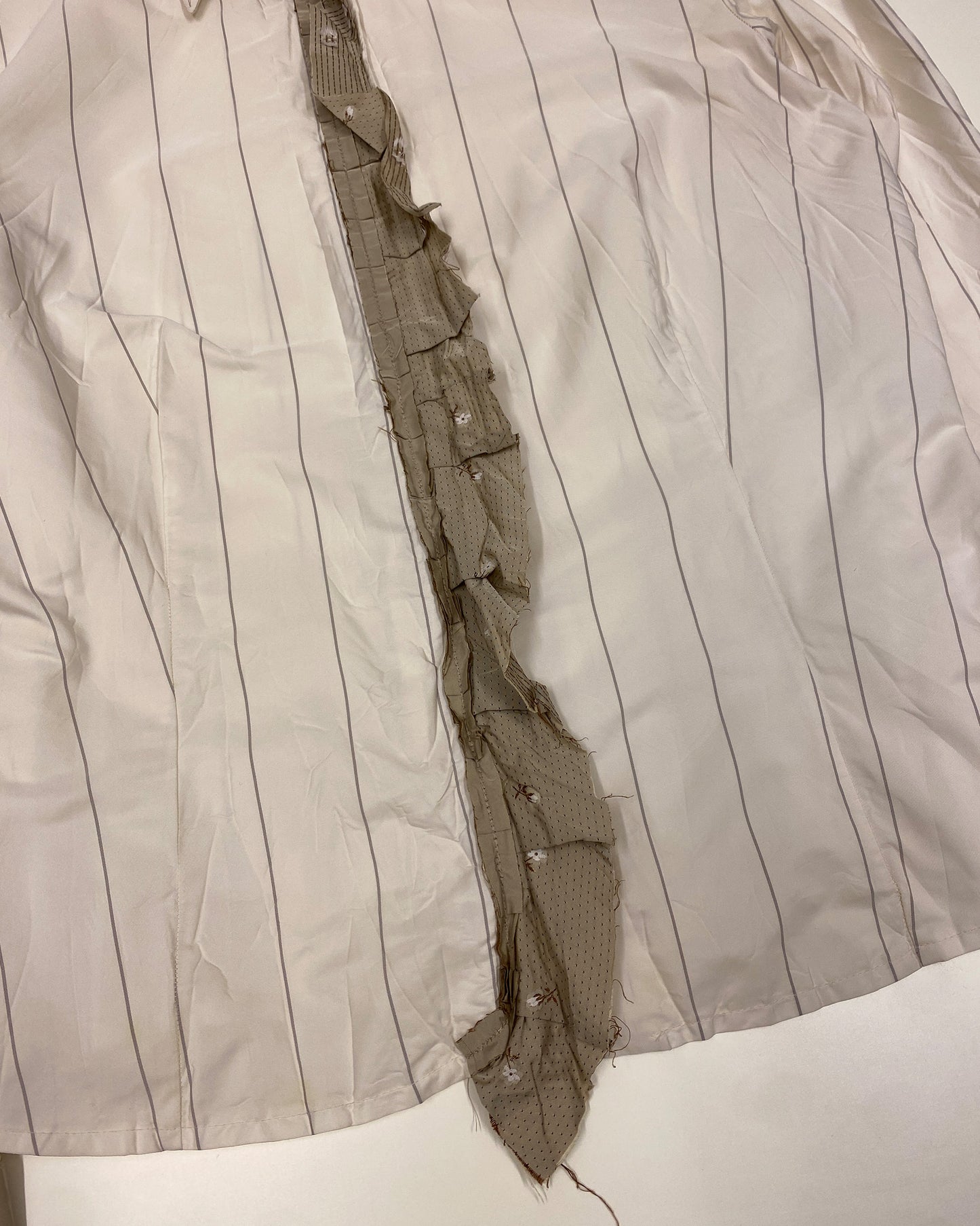 Germano Zama 2000s Striped Crinkle Jacket White Beige