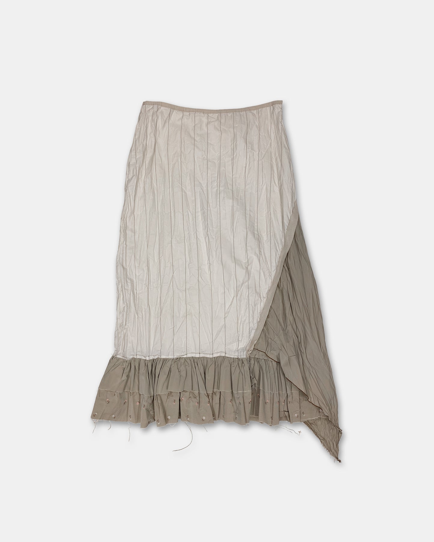 Germano Zama 2000s Striped Crinkle Skirt White Beige