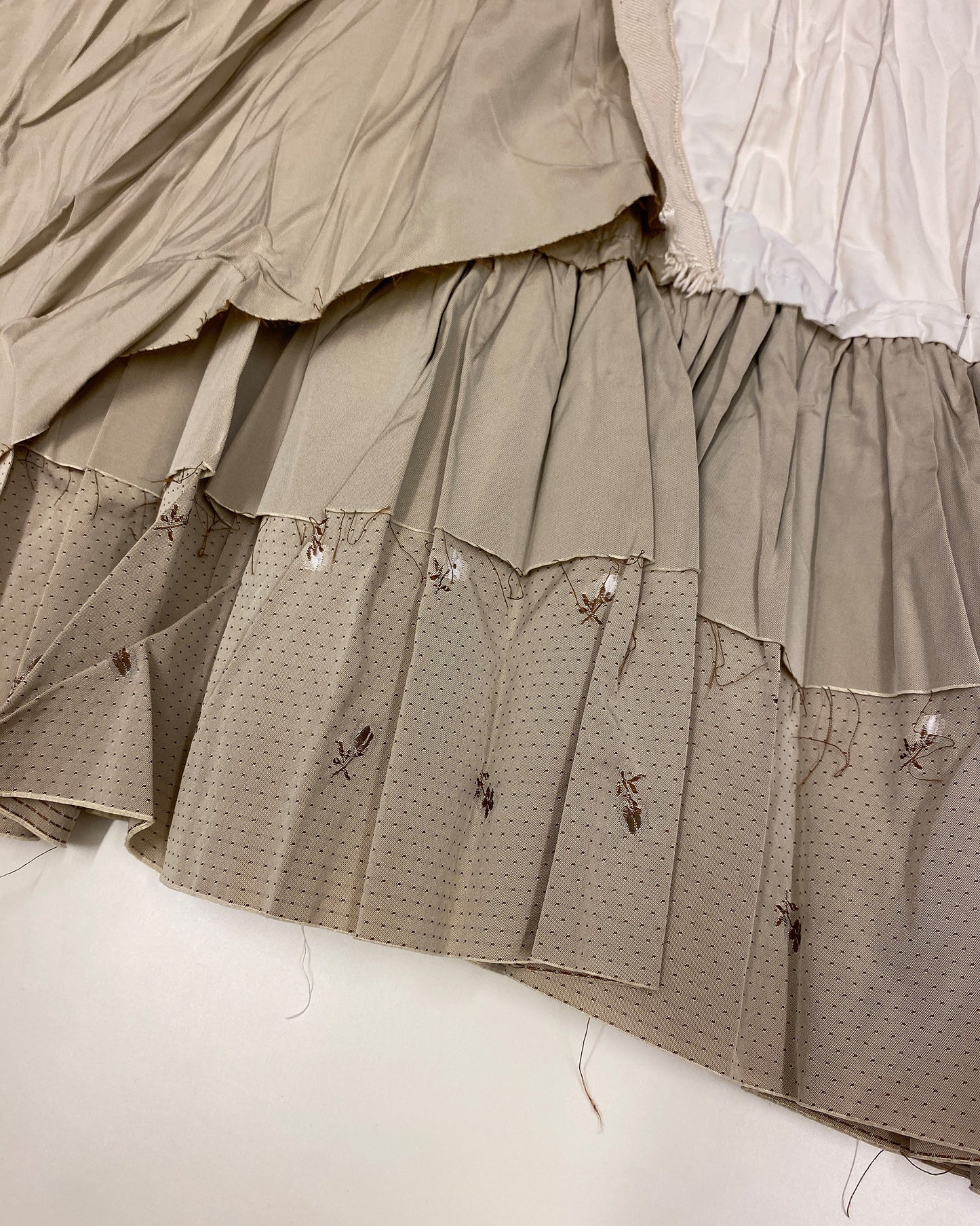 Germano Zama 2000s Striped Crinkle Jacket and Skirt Set White Beige