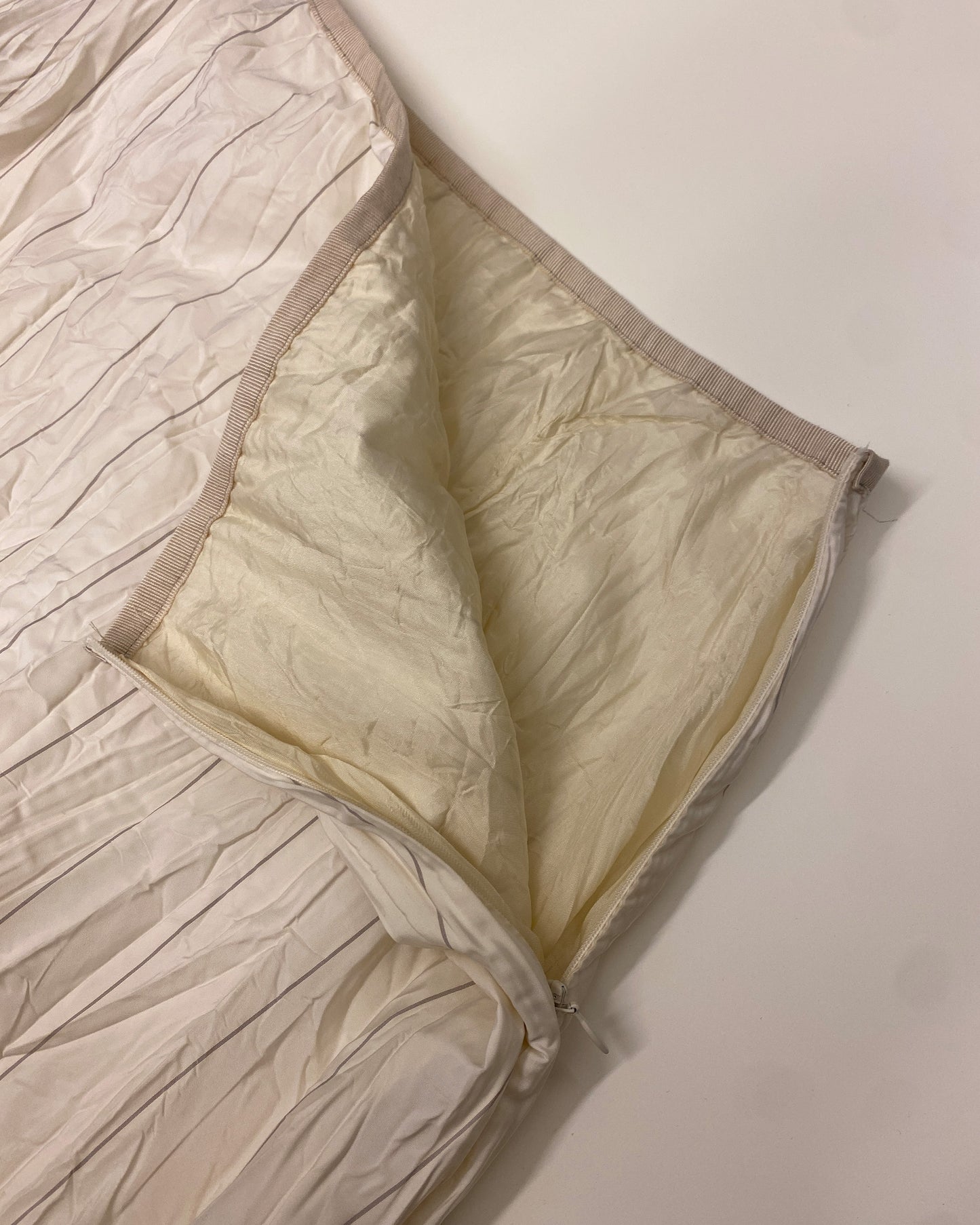 Germano Zama 2000s Striped Crinkle Jacket and Skirt Set White Beige