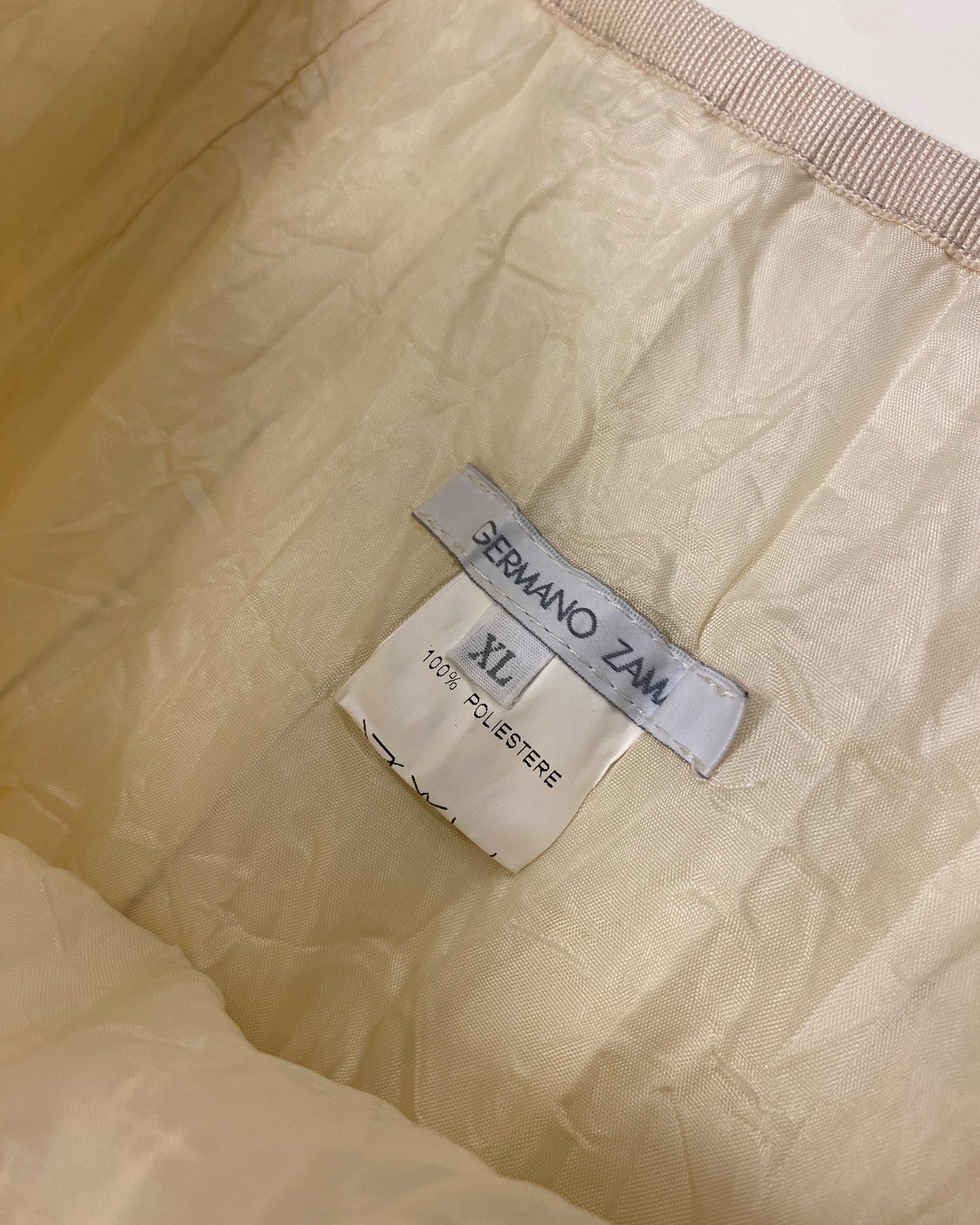 Germano Zama 2000s Striped Crinkle Jacket and Skirt Set White Beige