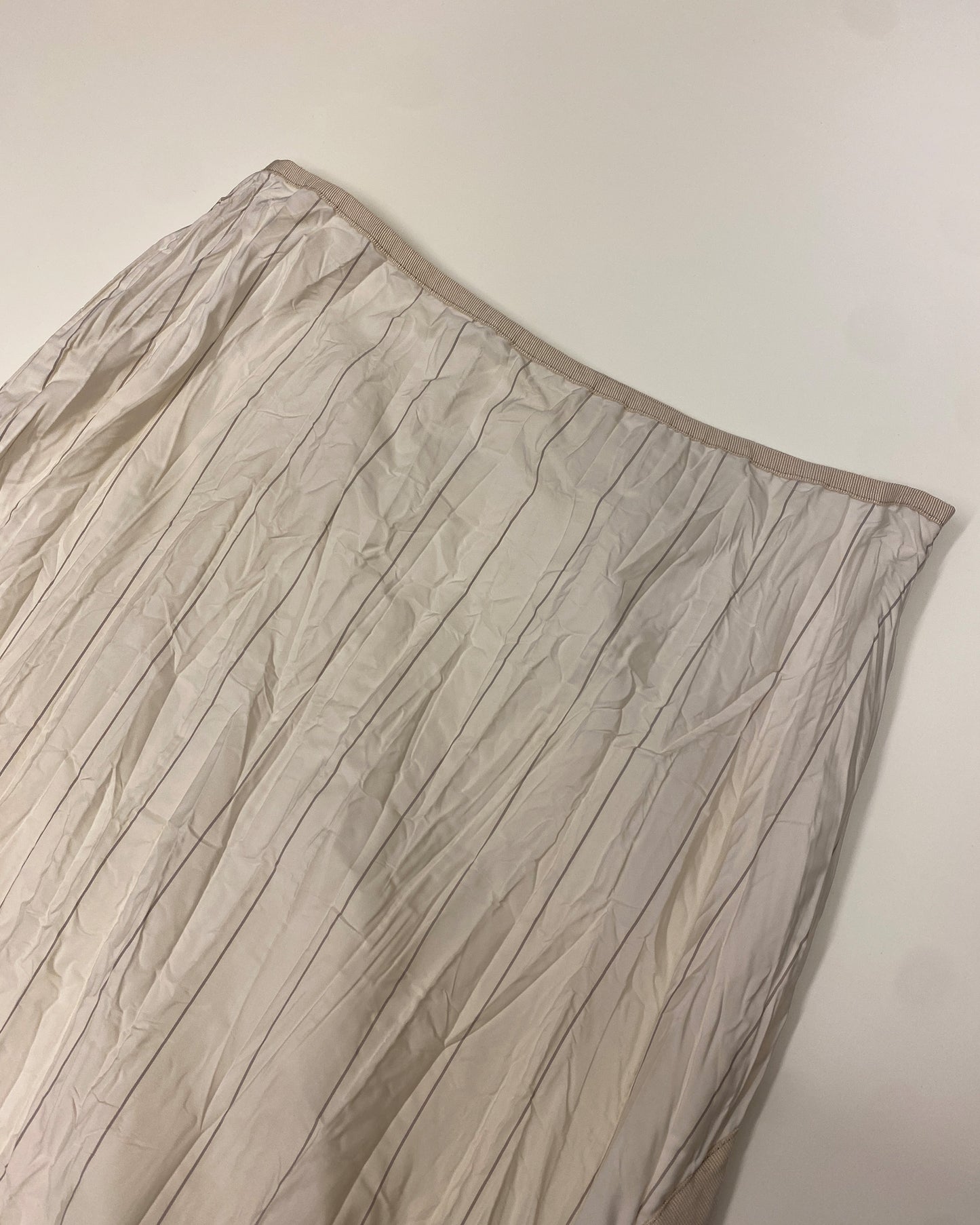 Germano Zama 2000s Striped Crinkle Jacket and Skirt Set White Beige