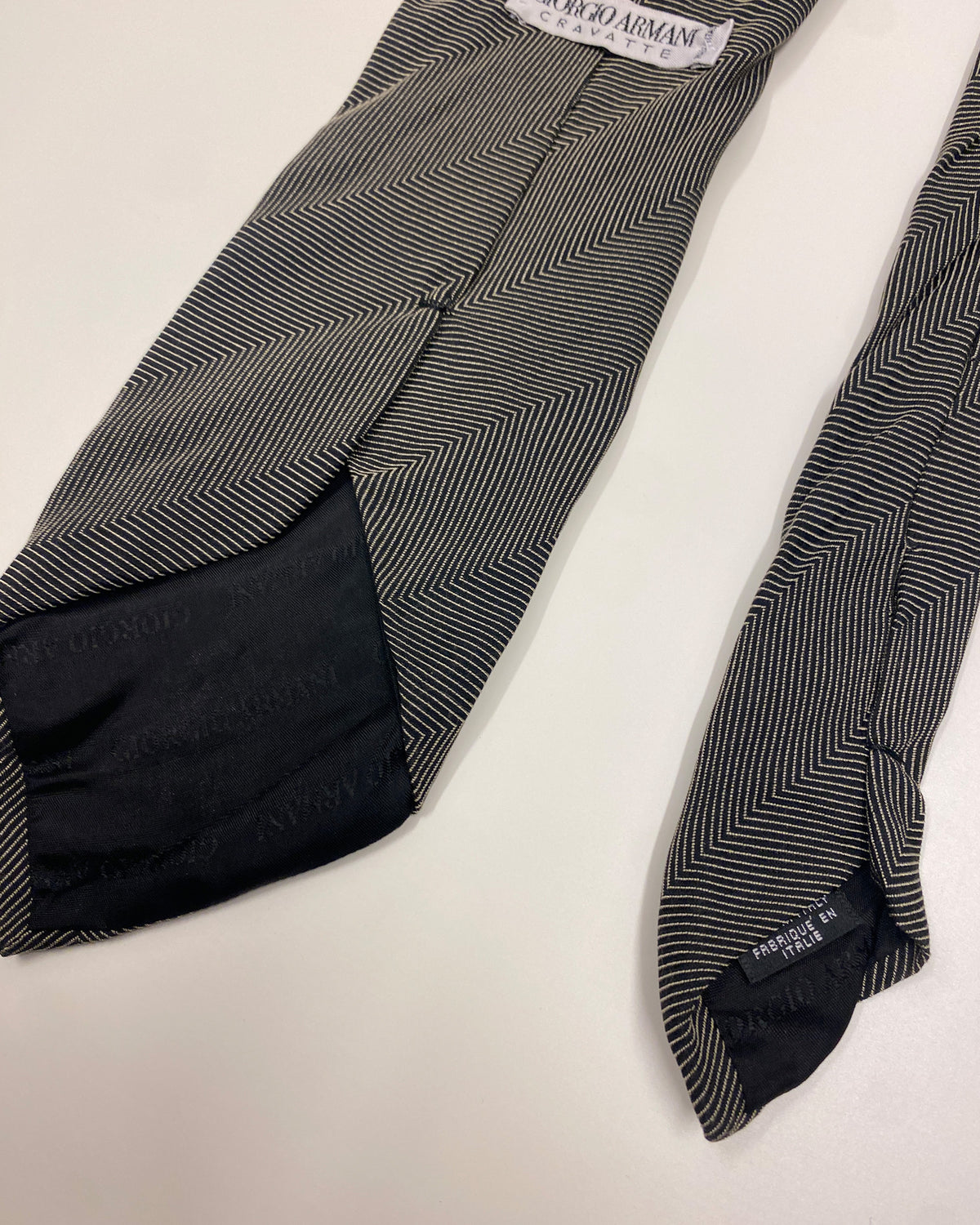 Giorgio Armani 1980s Hallucination Pattern Tie Dark Grey