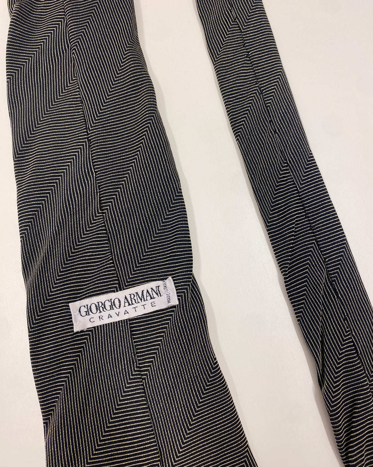 Giorgio Armani 1980s Hallucination Pattern Tie Dark Grey