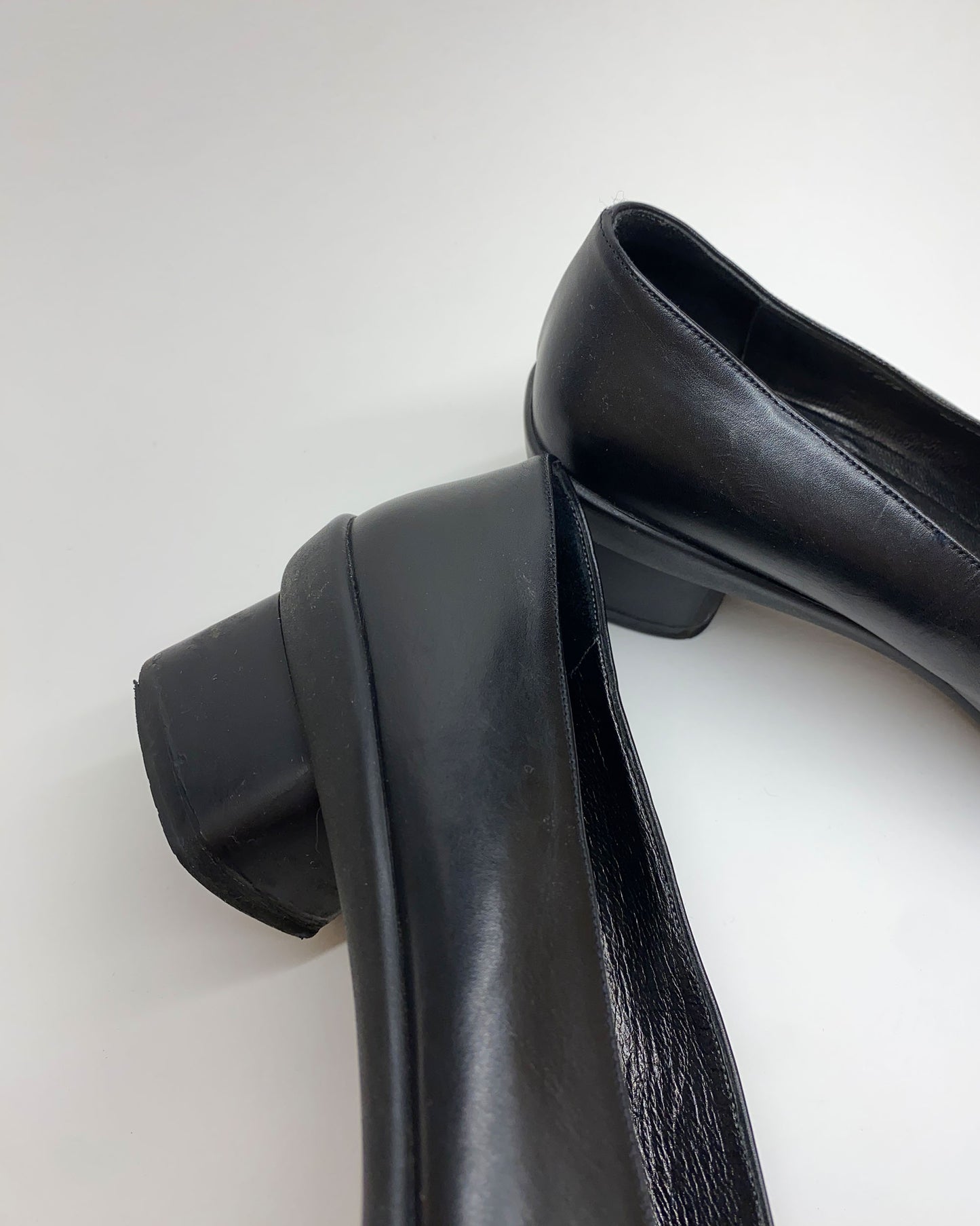 Giovanni Fabiani 2000s Leather Square Toe Heels Black