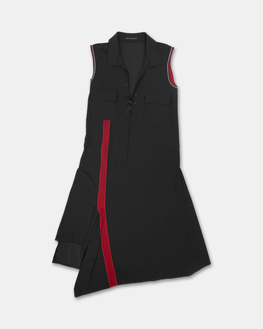 Marithé + François Girbaud 2010s Sleeveless Chest Pocket Stretch Dress Brown