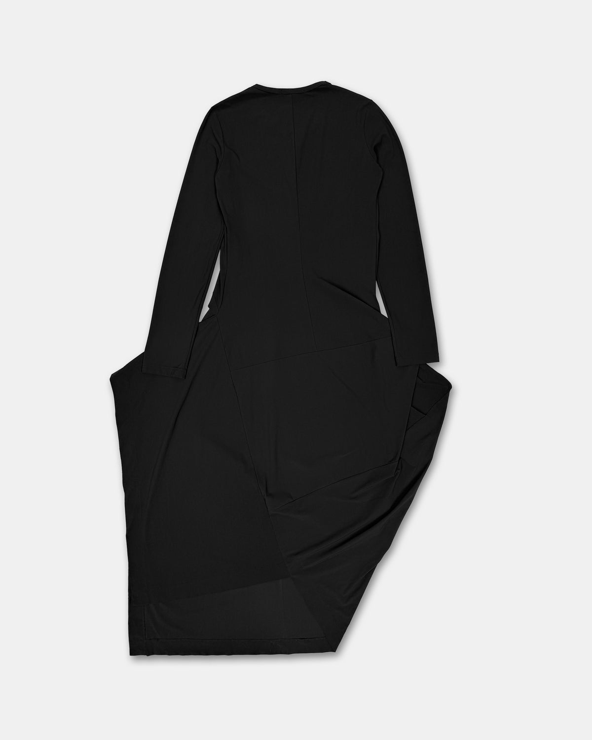 Marithé + François Girbaud 2010s Asymmetrical Longsleeve Stretch Dress Dark Grey