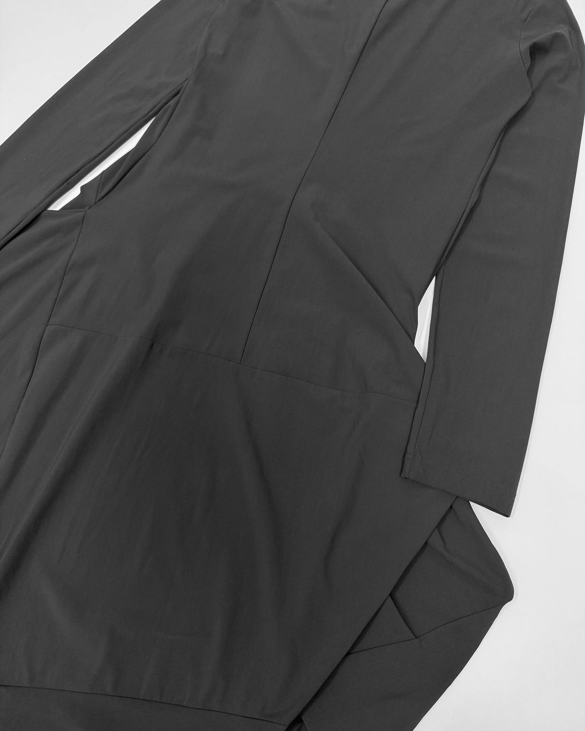 Marithé + François Girbaud 2010s Asymmetrical Longsleeve Stretch Dress Dark Grey