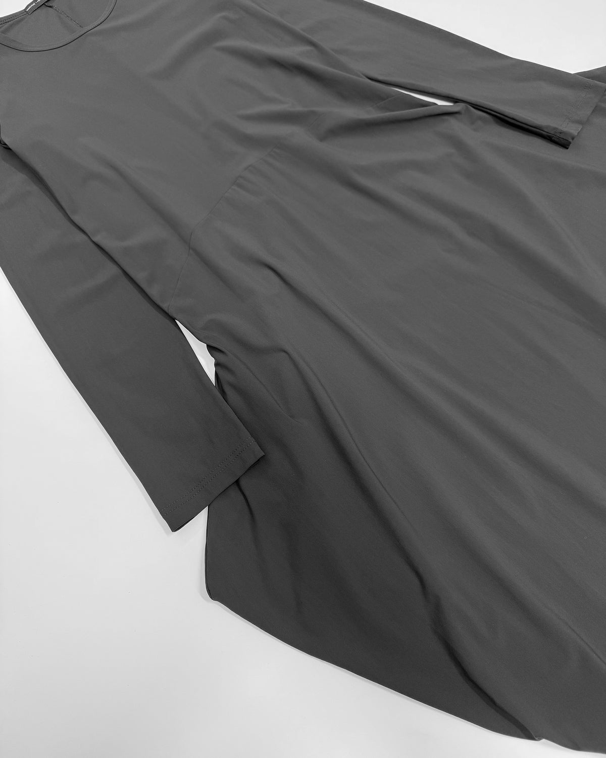 Marithé + François Girbaud 2010s Asymmetrical Longsleeve Stretch Dress Dark Grey