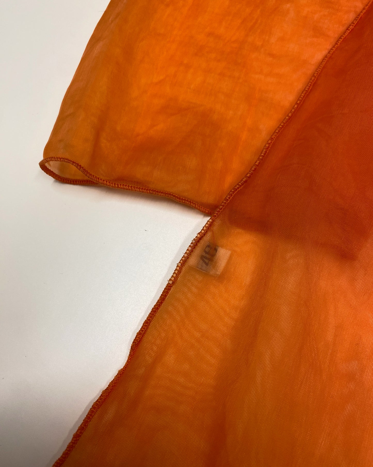 Marithé + François Girbaud 1990s See Through Inside Out Seam Mesh Longsleeve Dress Orange