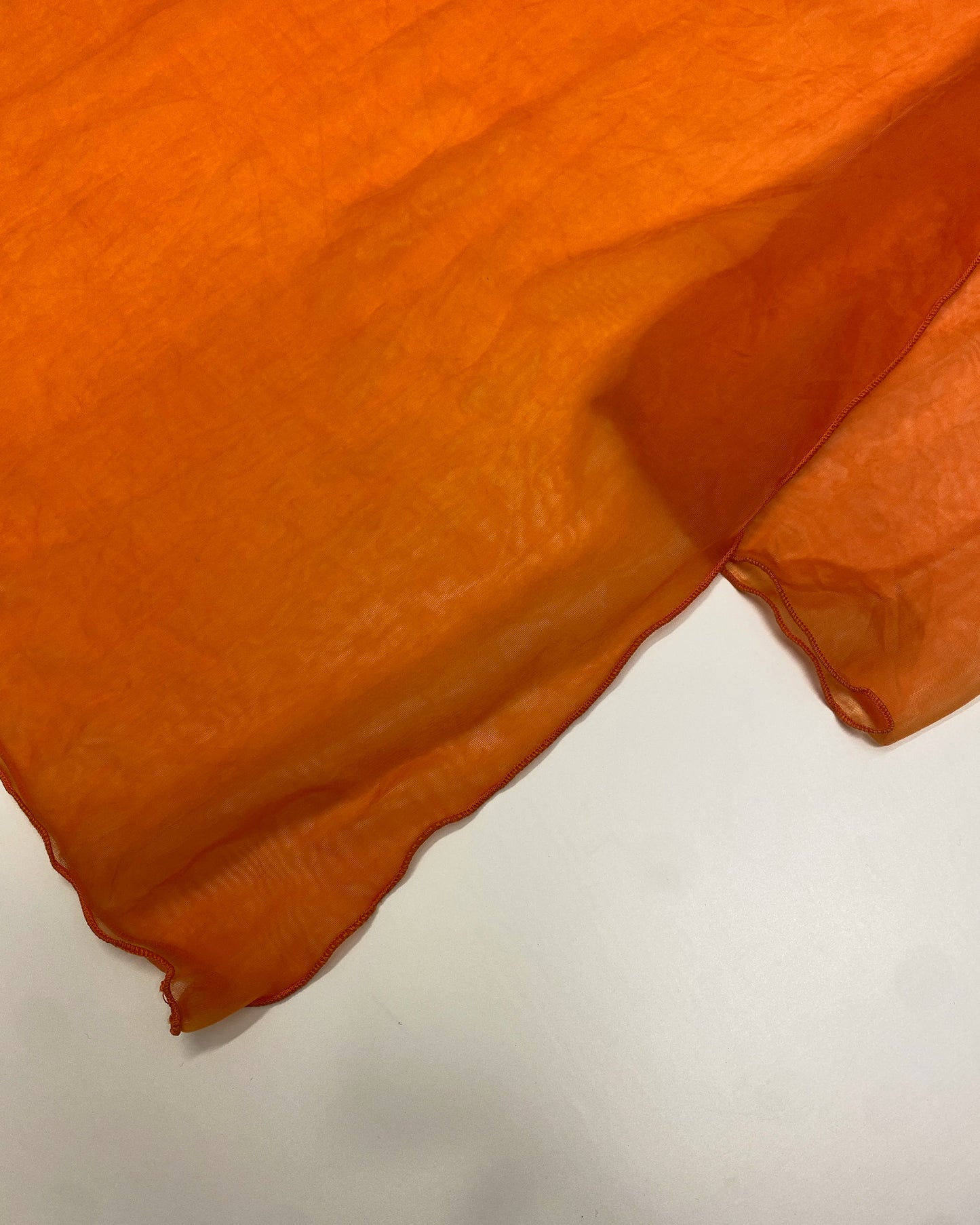 Marithé + François Girbaud 1990s See Through Inside Out Seam Mesh Longsleeve Dress Orange